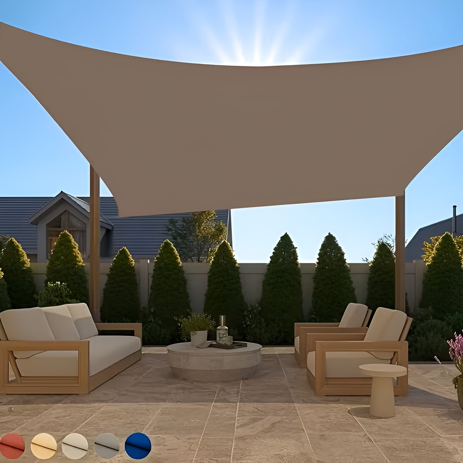 Sonnensegel mit UV-Schutz – Mit 4 Befestigungspunkten für Terrassen Pools und Gärten inklusive Spannseile - Sonnenschirm
