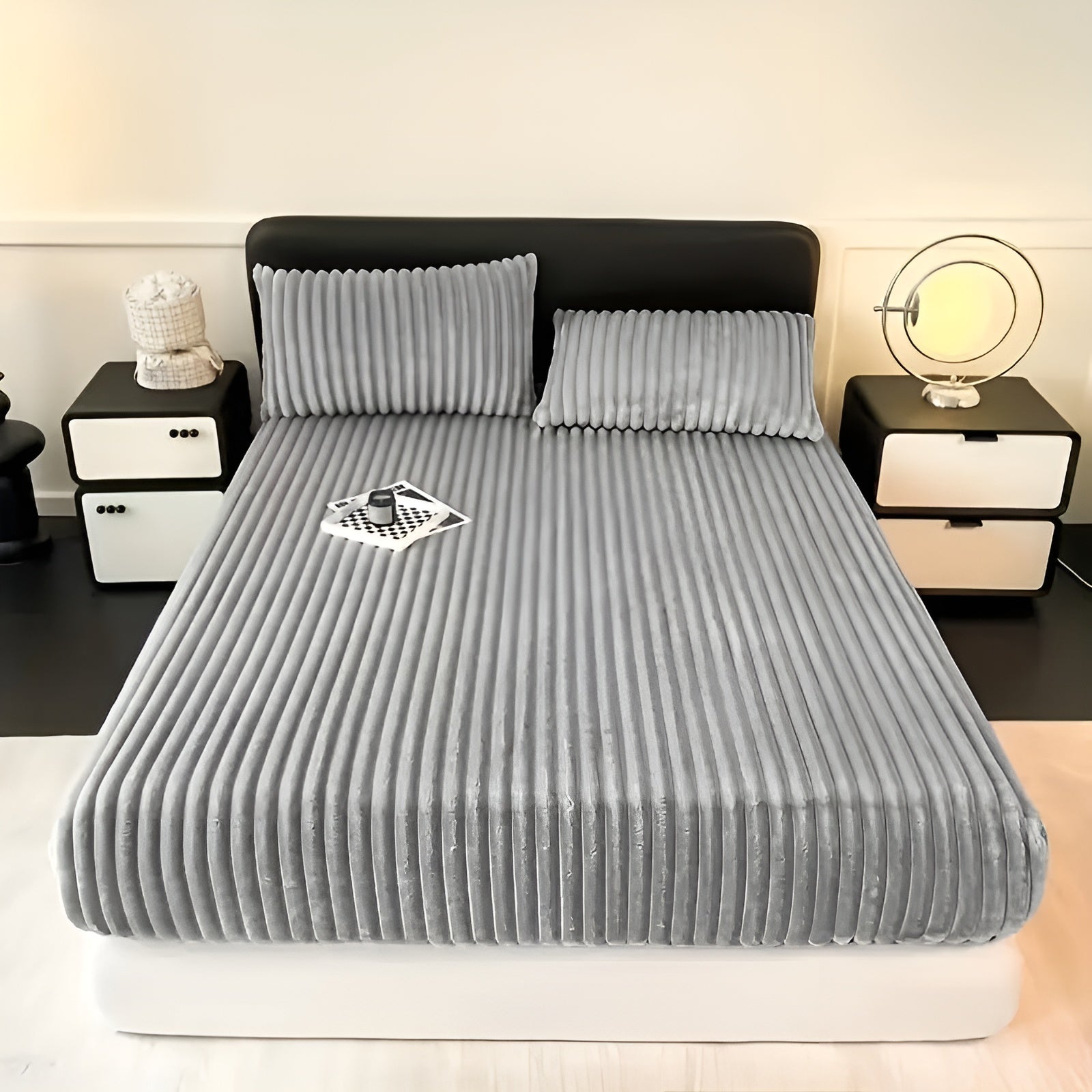 Spannbettlaken aus Milchsamt – Weich Warm und Gemütlich | Perfekt für Herbst & Winter - 90*200cm / Grau - Saisonale