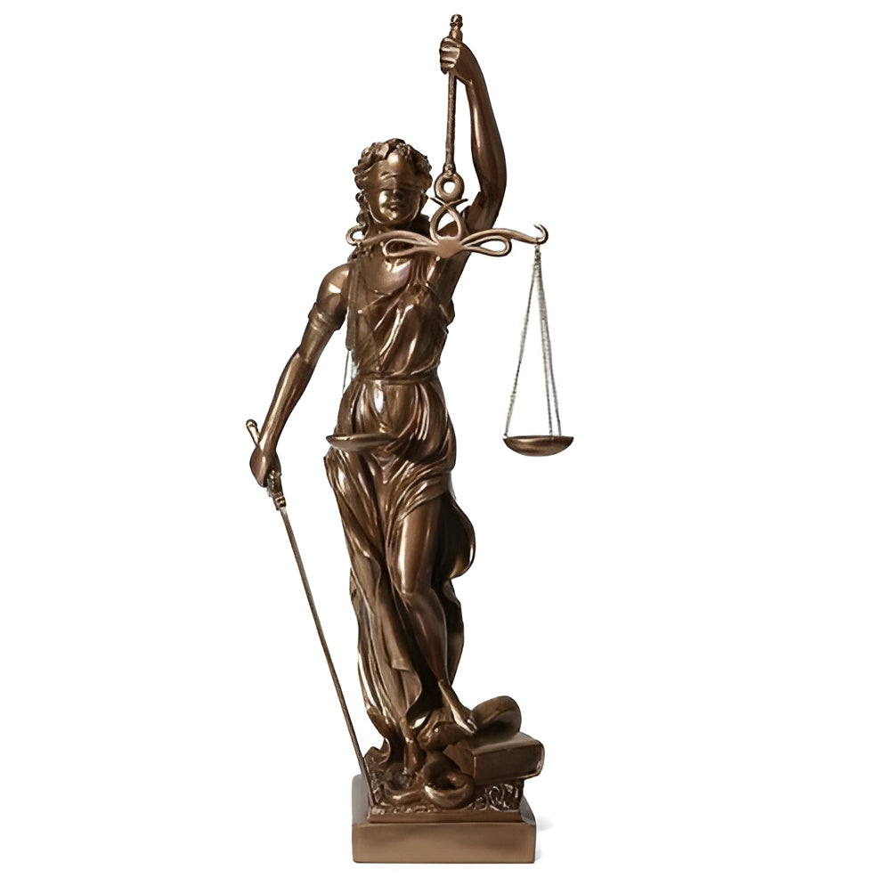 Statue der Göttin der Gerechtigkeit – Eine elegante dekorative Skulptur der Justitia - Skulptur