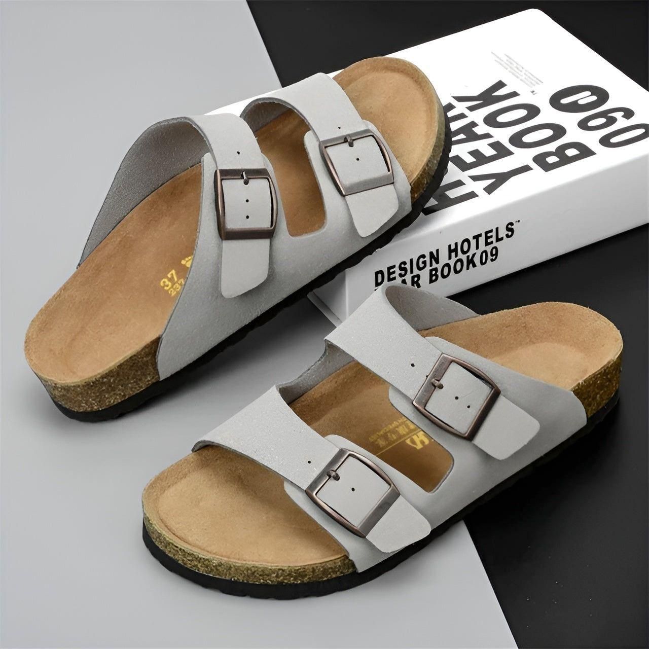 Stefan Sandalen - Stylische Ledersandalen für Herren im Sommer - Grau / 36 - Damensandalen