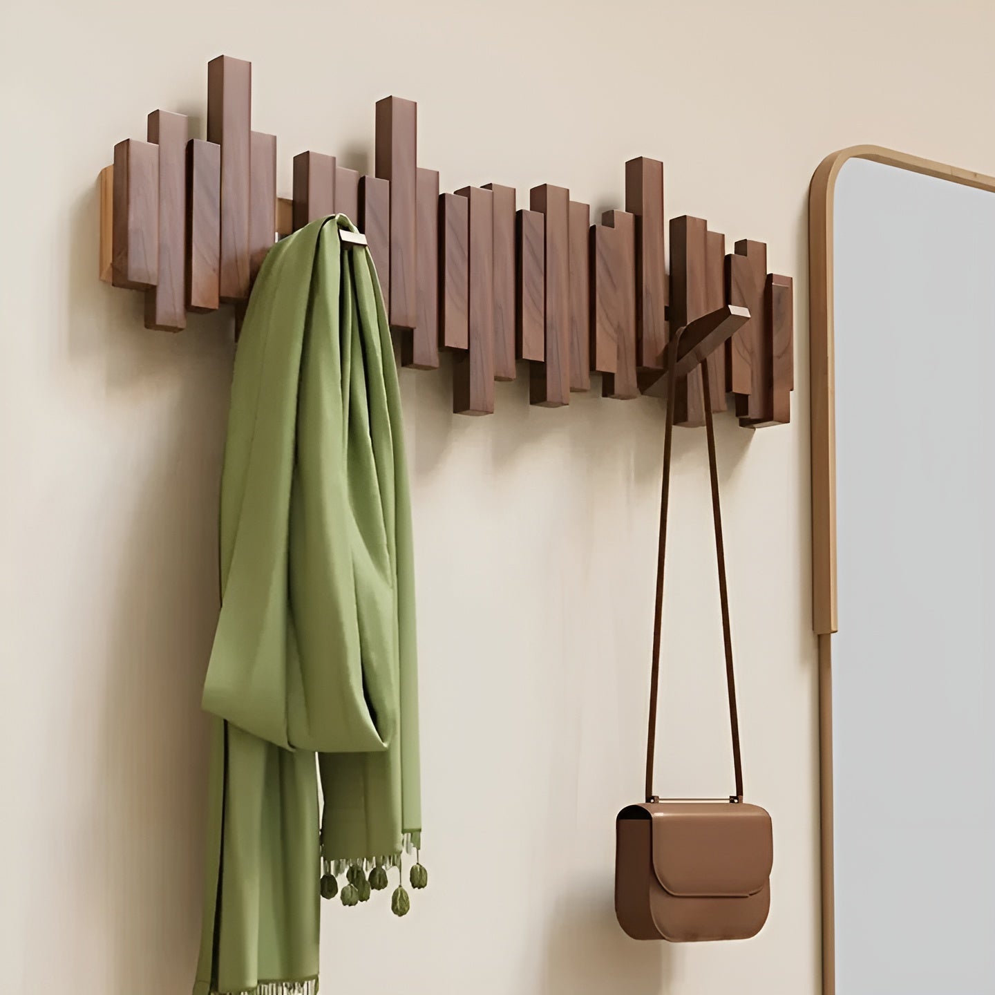 Stilvoller Holz-Kleiderschrank – Flexible Magnet-Haken für mehr Ordnung | Ideal für Schlafzimmer - Wandhaken