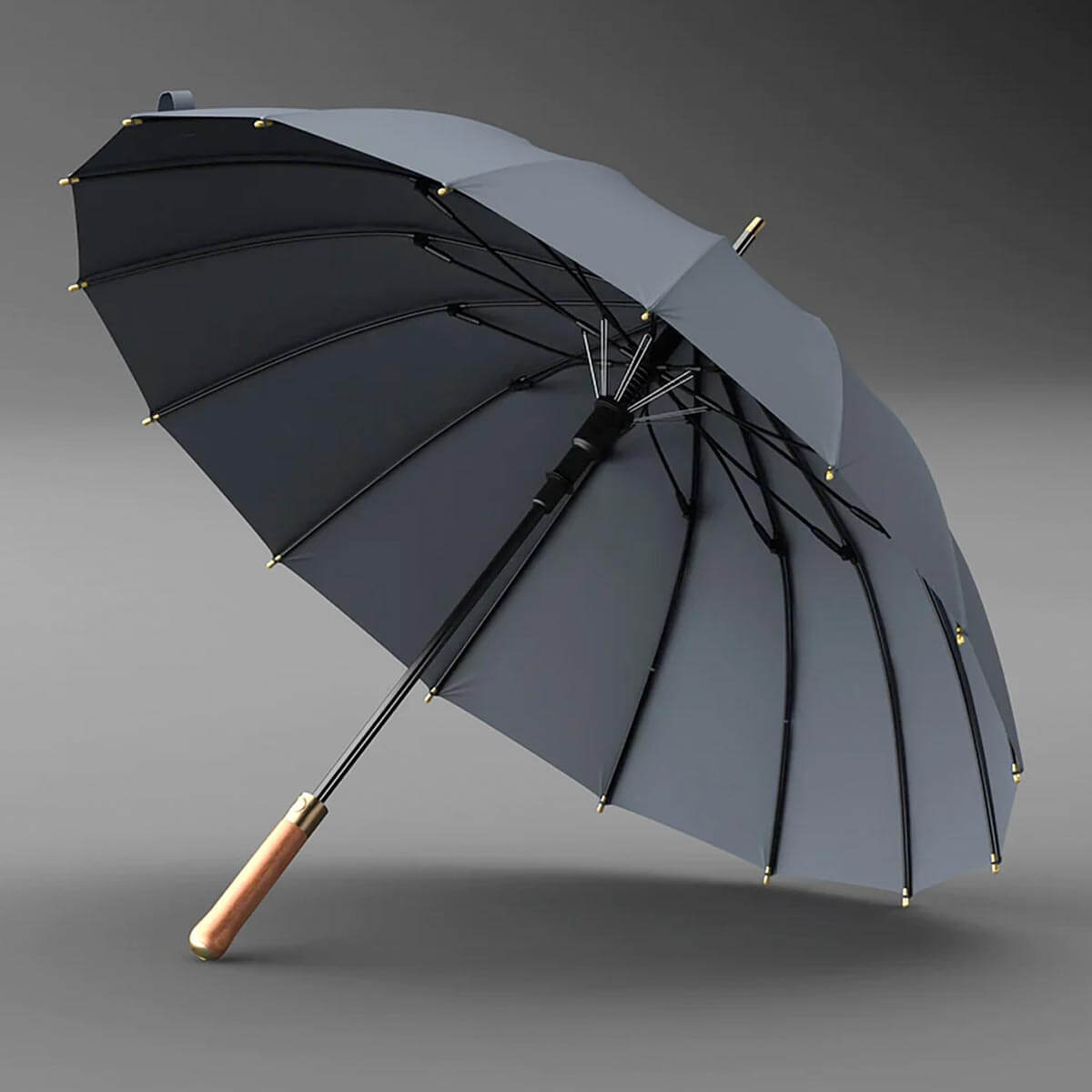 Stockschirm mit Holzgriff – 112 cm langer Regenschirm - Regenschirme