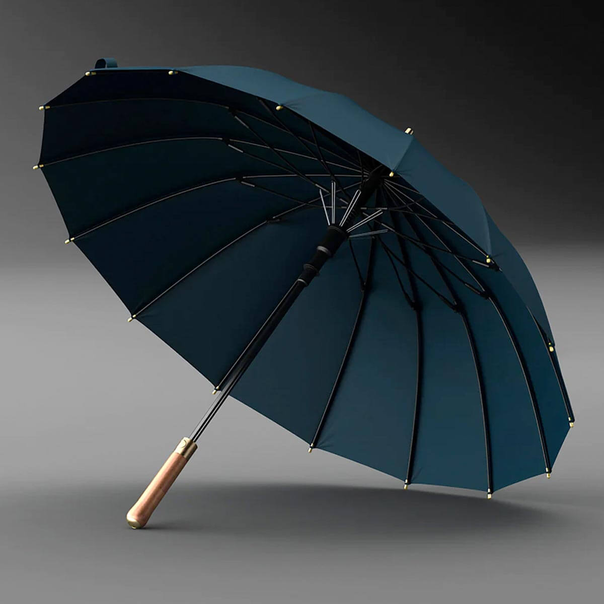 Stockschirm mit Holzgriff – 112 cm langer Regenschirm - Regenschirme