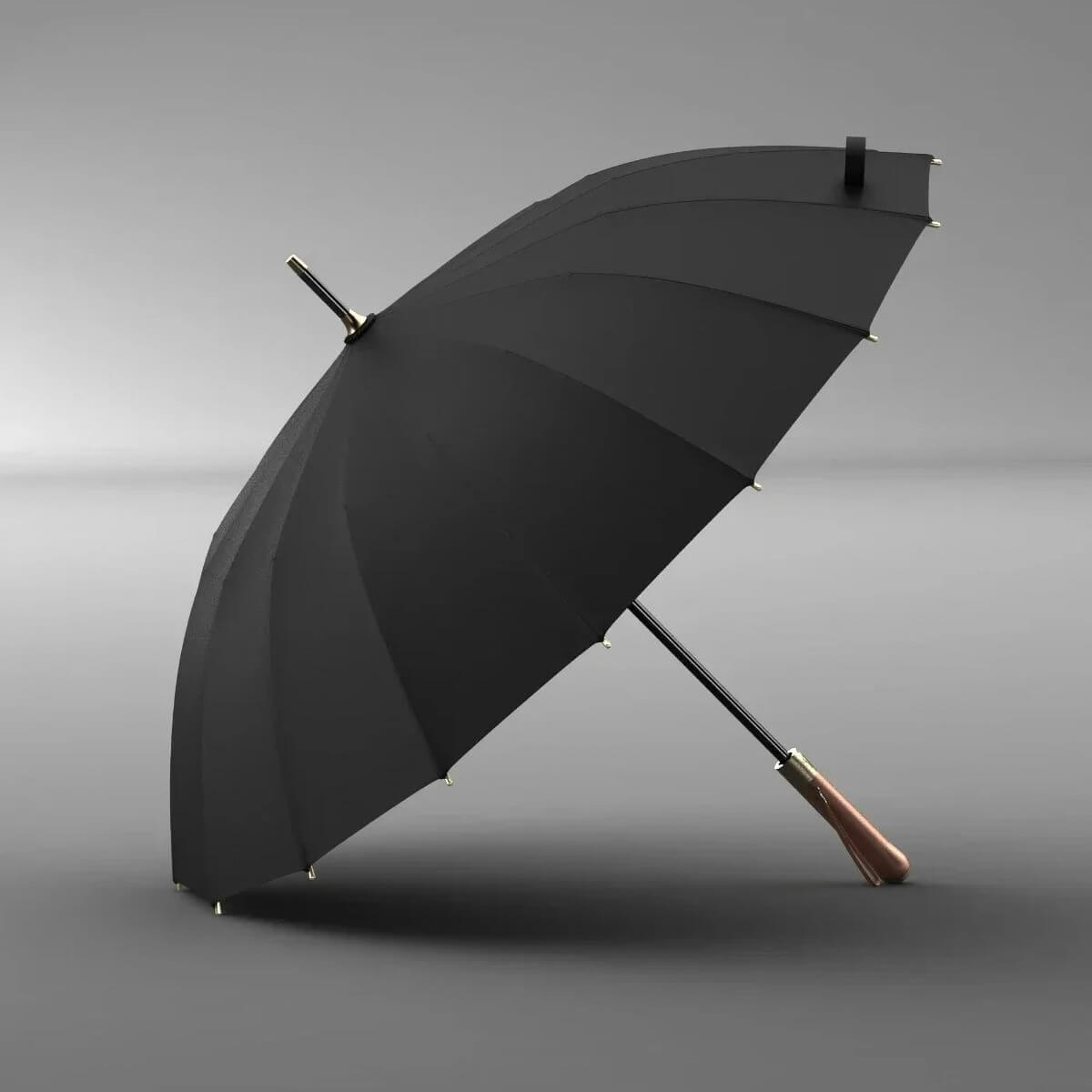 Stockschirm mit Holzgriff – 112 cm langer Regenschirm - Regenschirme