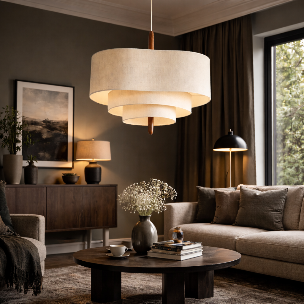 Stoff-Pendelleuchte im Japandi-Stil – Wohnzimmer & Esstisch - Pendelleuchten & Designerlampen