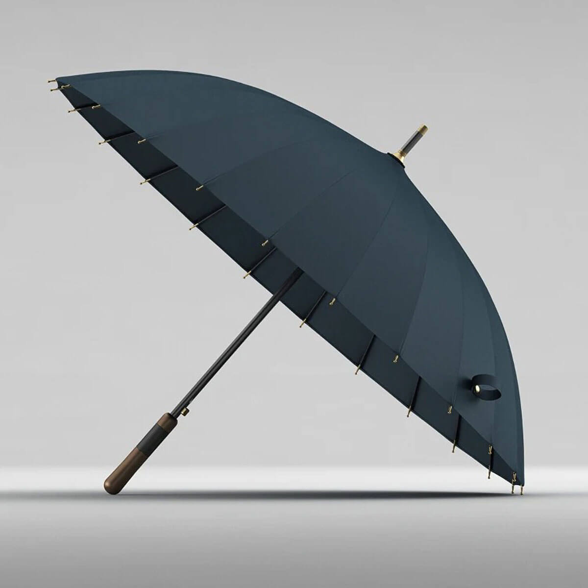 Sturmschirm mit 24 Speichen und Holzgriff - Regenschirme