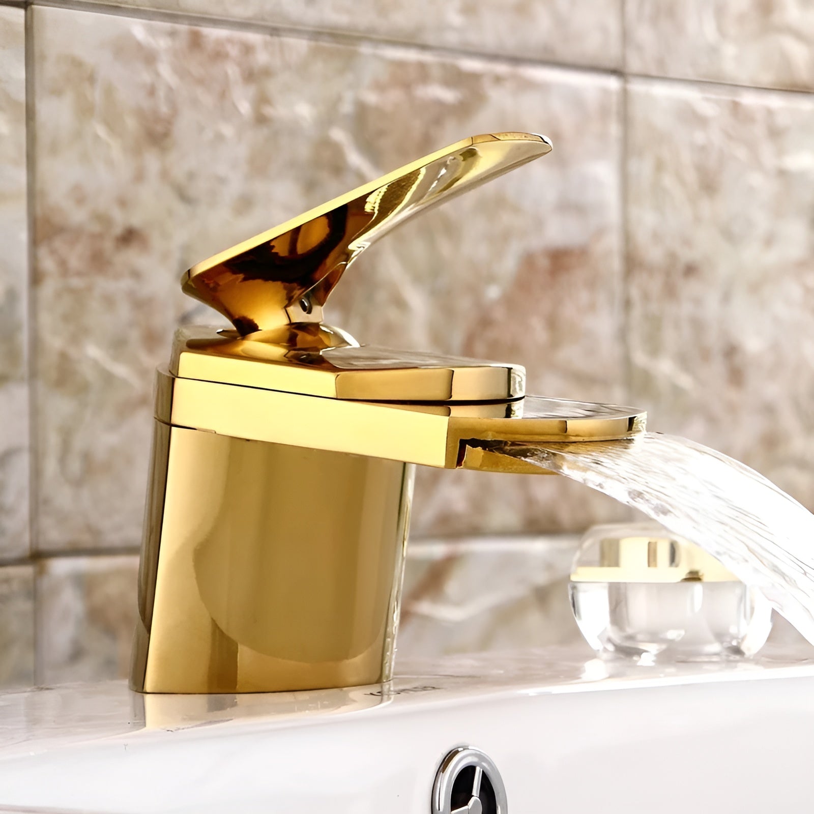 Tad-Wasserfall-Waschtischarmatur – Massives Messing | Luxuriöse Armatur für moderne Badezimmer - Waschtischarmaturen