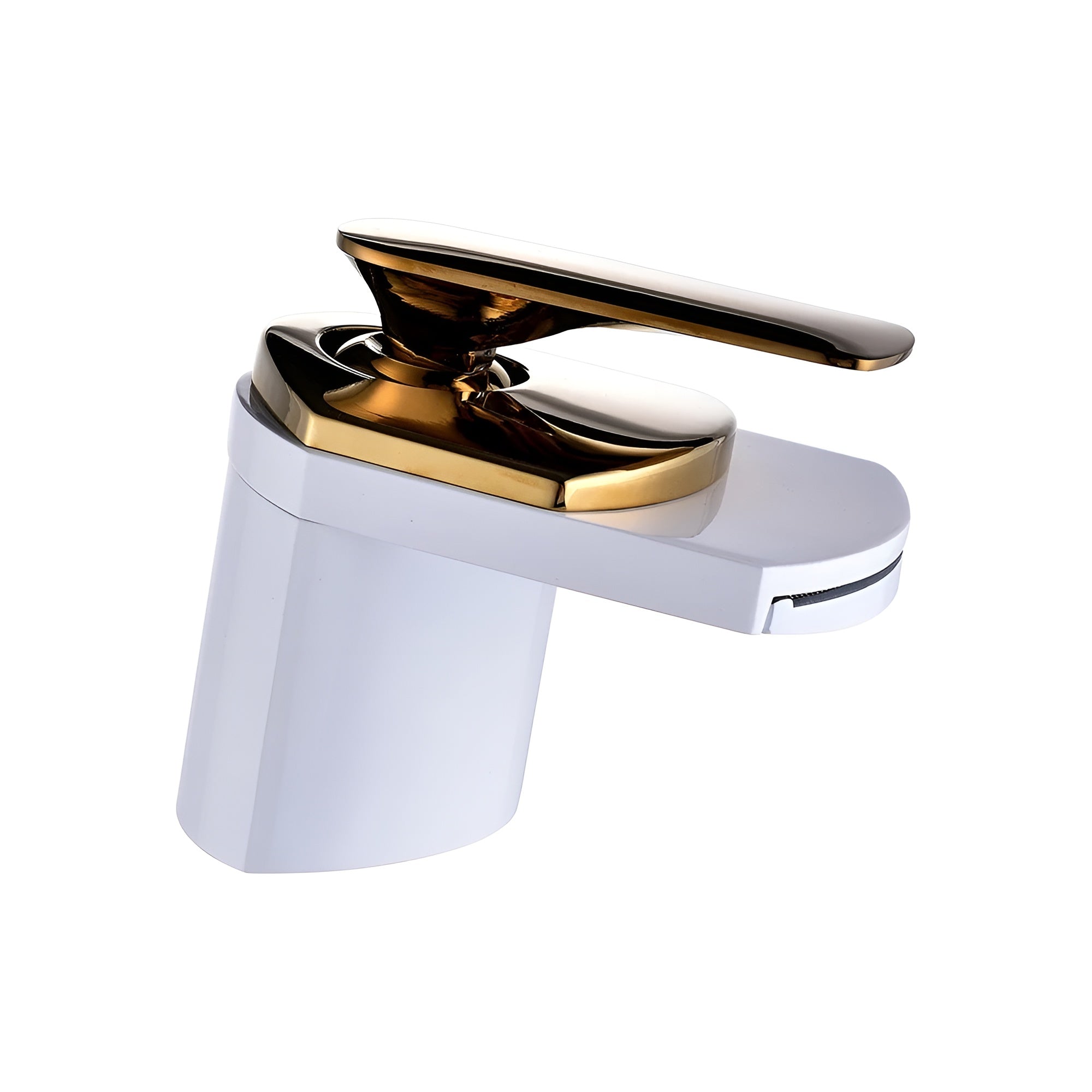 Tad-Wasserfall-Waschtischarmatur – Massives Messing | Luxuriöse Armatur für moderne Badezimmer - Weißgold