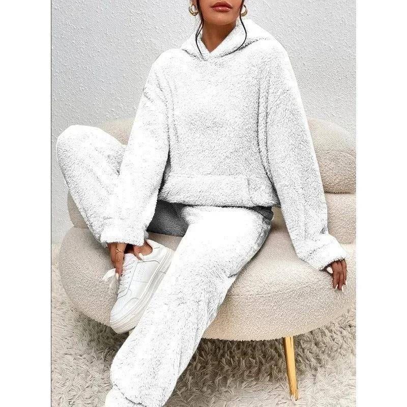 Teddy Fleece Hoodie und Jogginghose Set – Warmes 2-teiliges Outfit - Damen Homewear-Set