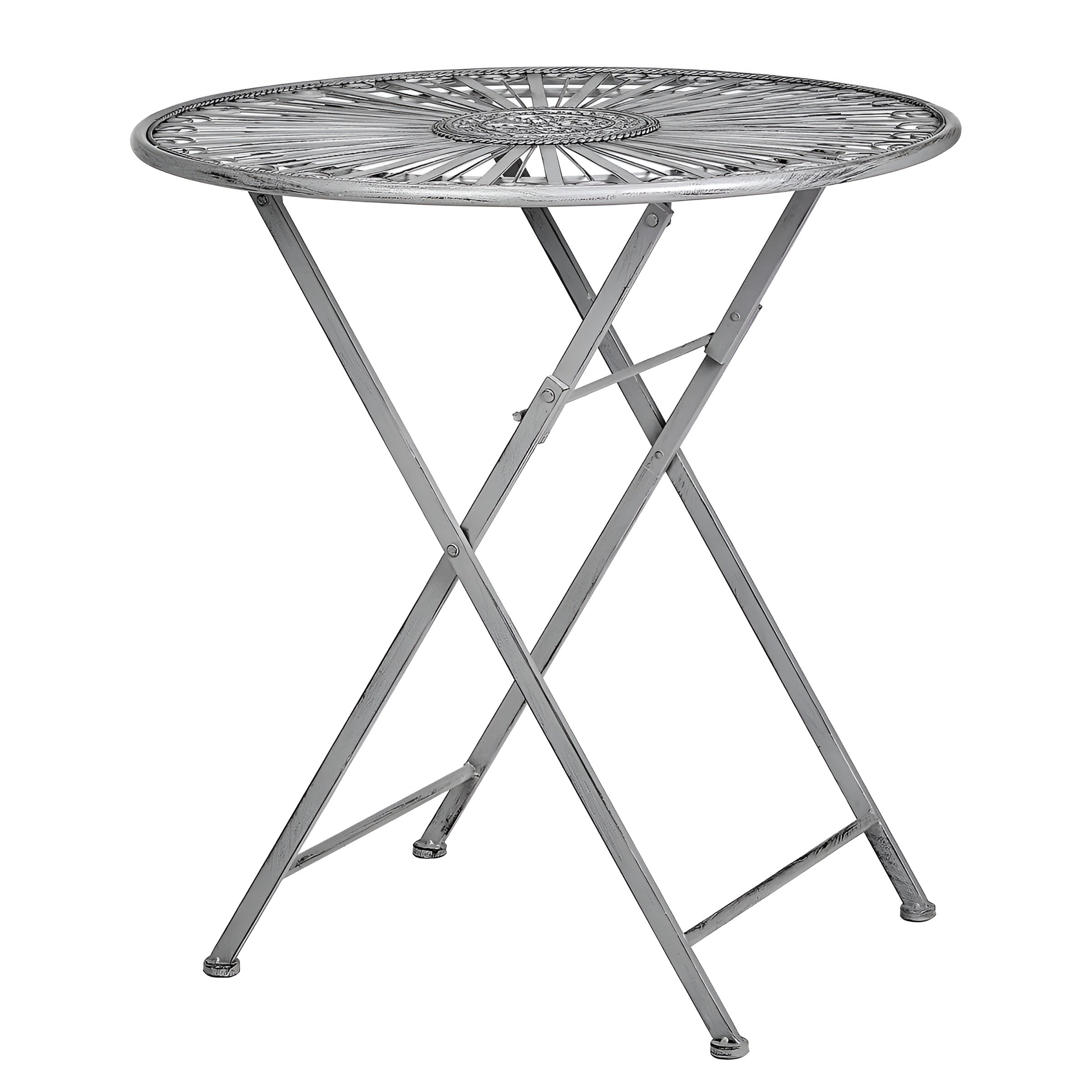 Terrace Hill 3-teiliges Gartenmöbel-Set – Klappbares Bistro-Set aus Eisen in Vintage-Grau - Grau - Gartenmöbel-Set