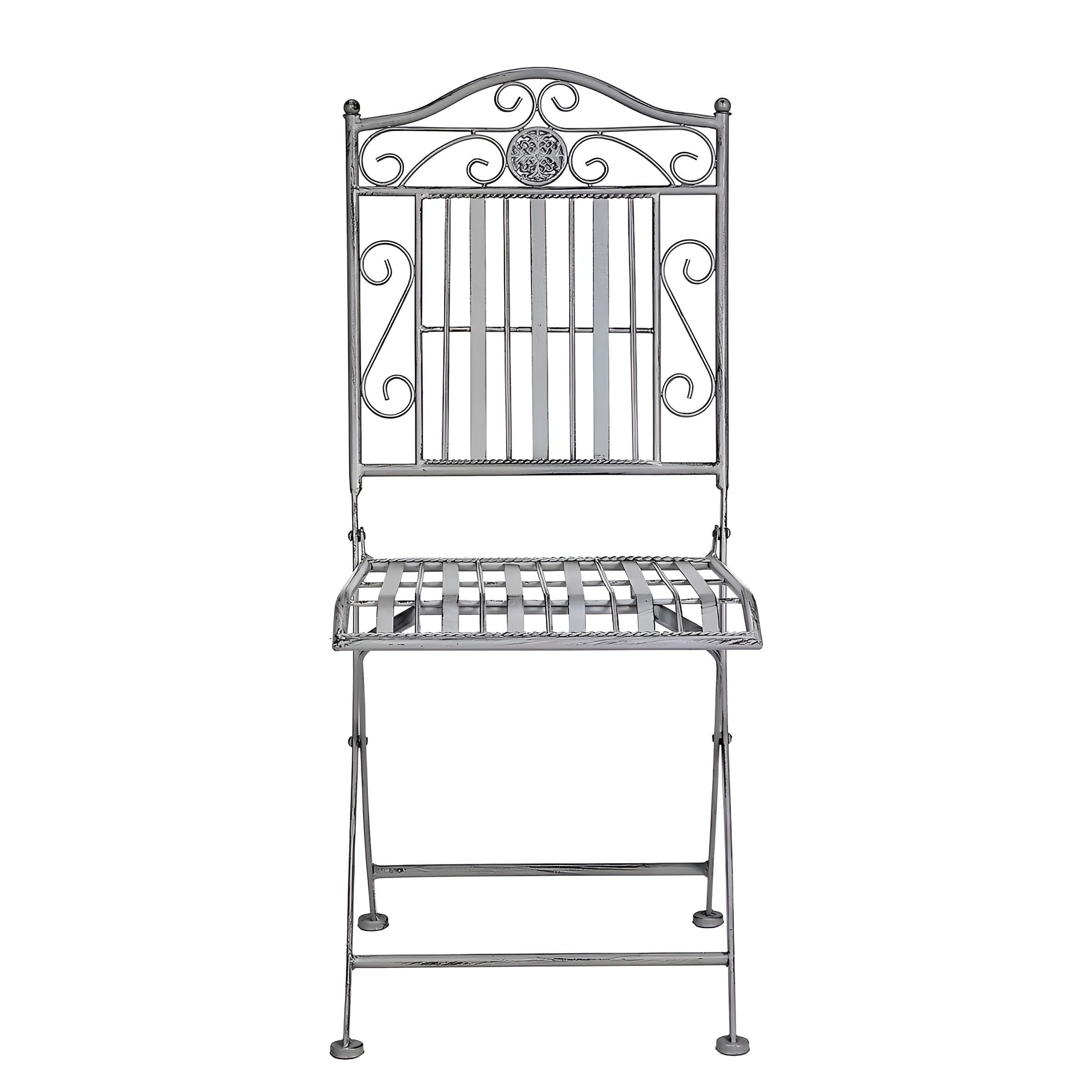 Terrace Hill 3-teiliges Gartenmöbel-Set – Klappbares Bistro-Set aus Eisen in Vintage-Grau - Grau - Gartenmöbel-Set