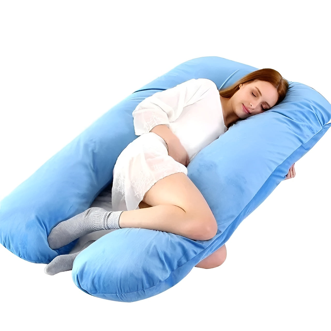 Therapeutisches Stützkissen – Entlastet Nacken Rücken und Bauch | Ideal für Schwangere - Blau - Kissen