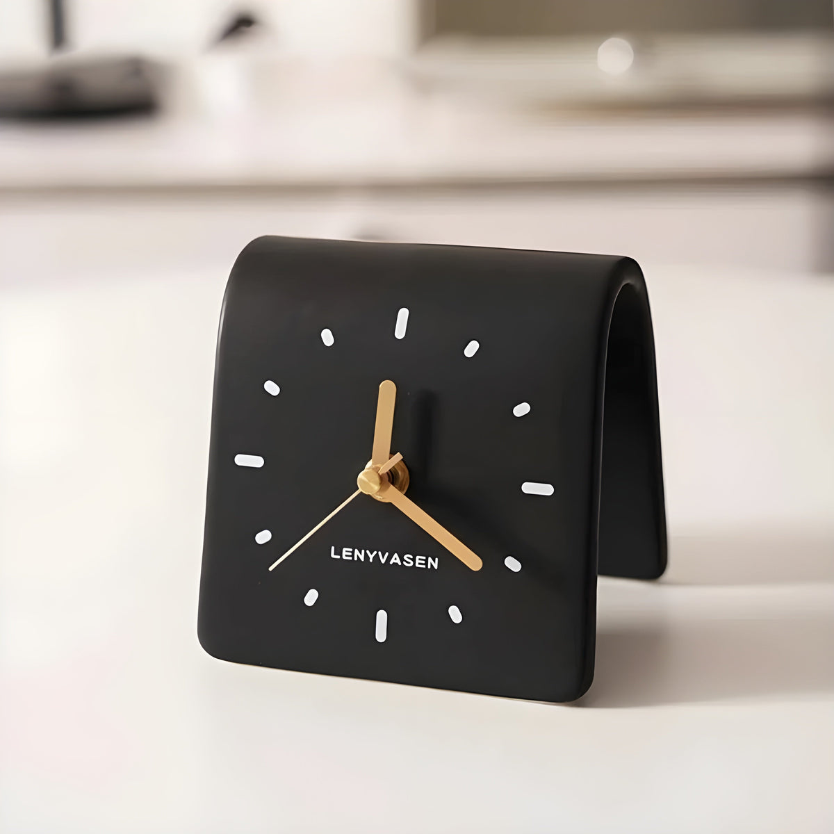 Timepiece Clock - Kreative Keramik-Tischuhr - Mattes Schwarz - Wohnzubehör