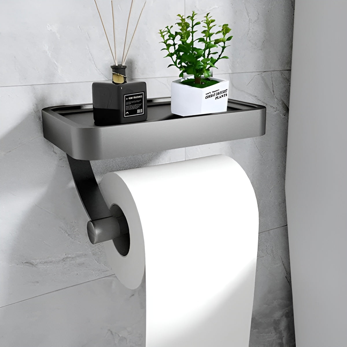 Toilettenpapierhalter – Selbstklebend & Ohne Bohren | Modernes Badaccessoire - Grau - Toilettenpapierhalter