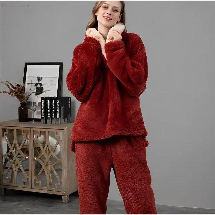 Tori - Sherpa-Fleece Pyjama: warm und kuschelig - Damen-Set