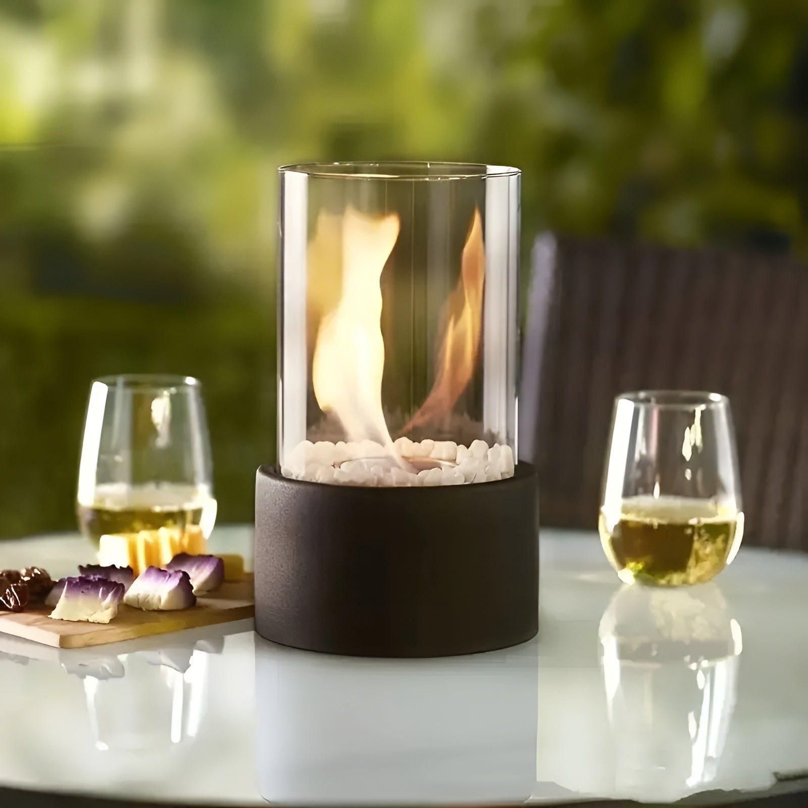 Tragbare Mini-Feuerstelle – Dekorativer Tischkamin für Terrasse & Garten - Schwarz - Wohnzubehör