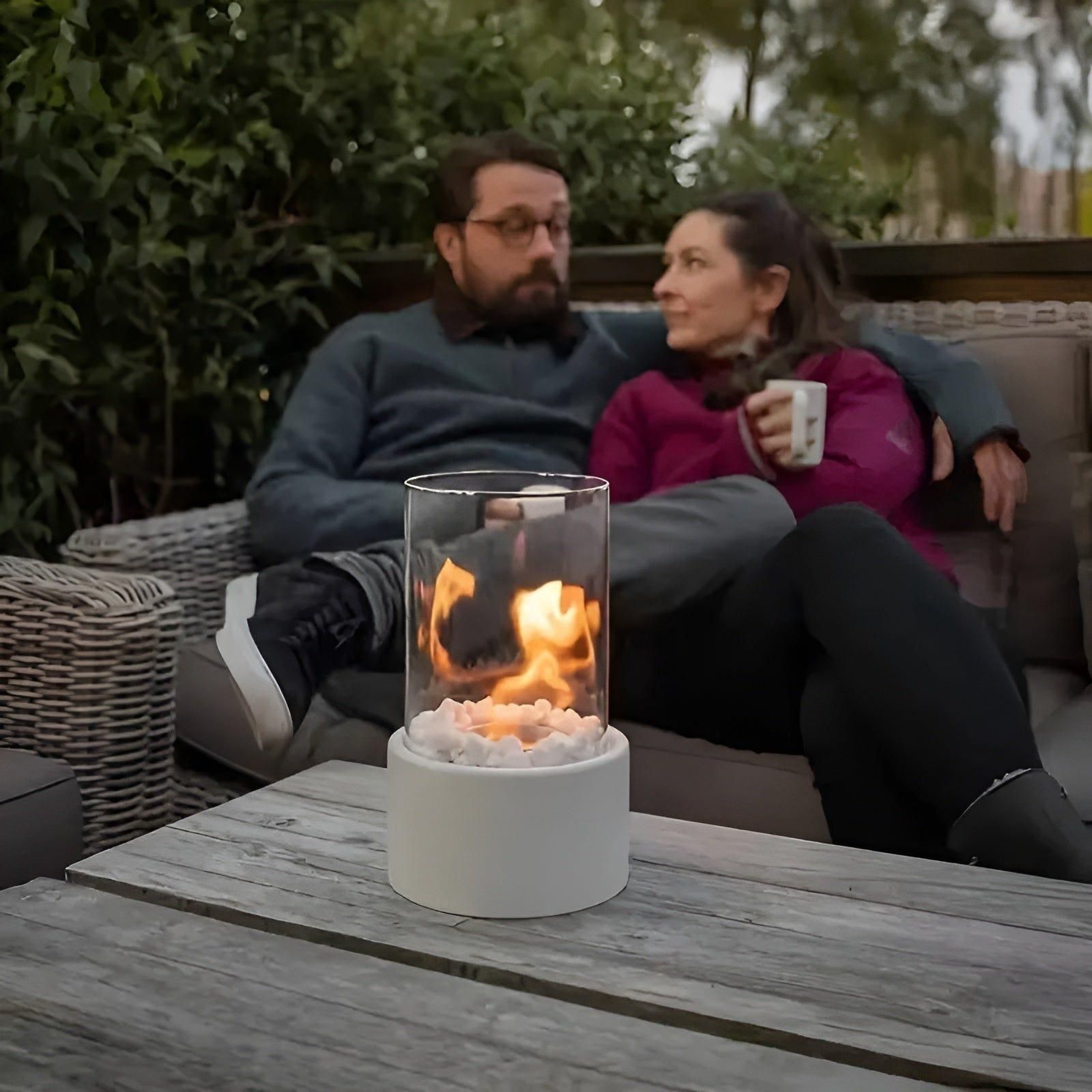 Tragbare Mini-Feuerstelle – Dekorativer Tischkamin für Terrasse & Garten - Weiß - Wohnzubehör