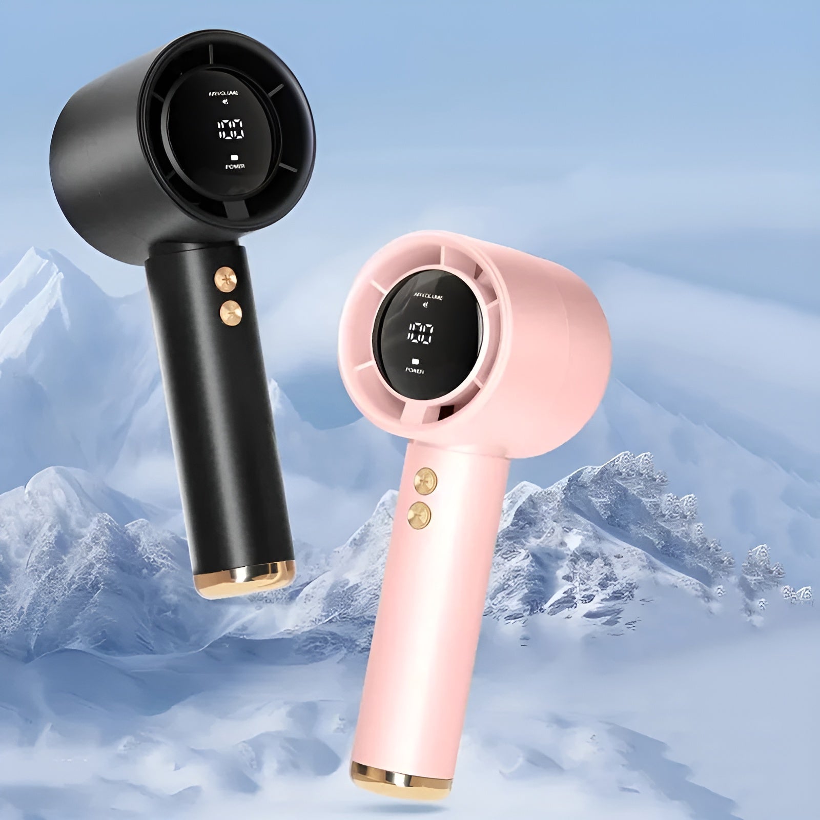 Tragbarer Mini-Turbo-Handventilator – Digitalanzeige USB-C-Aufladung und 100 Geschwindigkeitsstufen - Handventilator