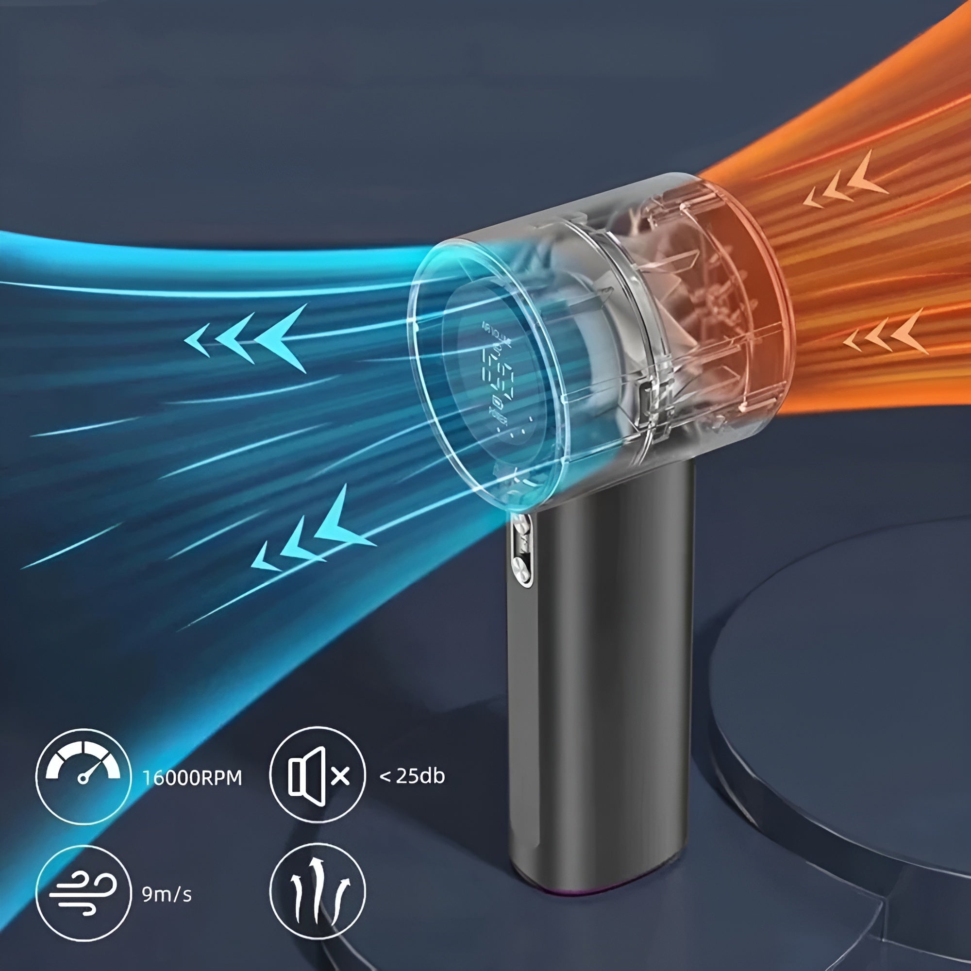 Tragbarer Mini-Turbo-Handventilator – Digitalanzeige USB-C-Aufladung und 100 Geschwindigkeitsstufen - Handventilator