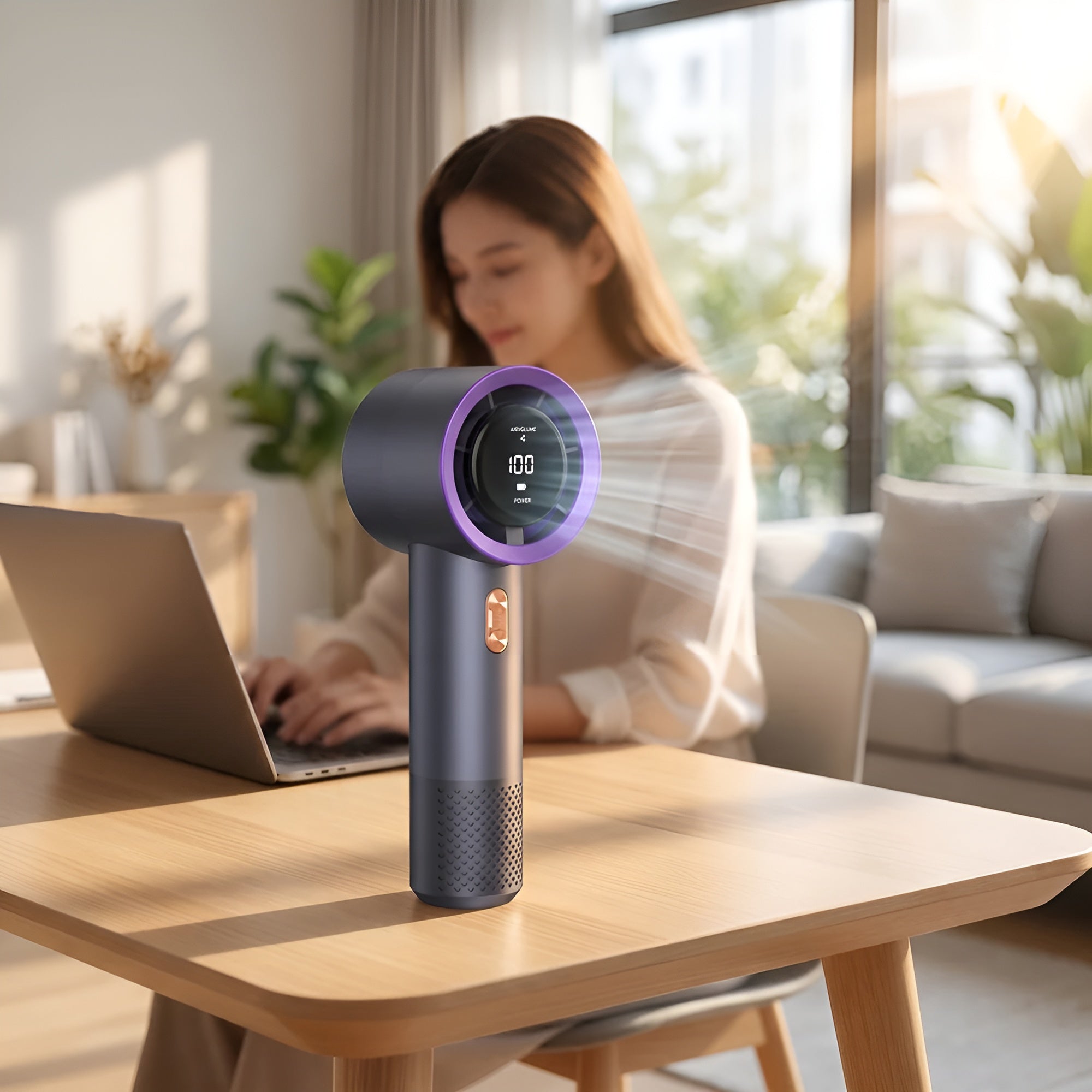 Tragbarer Mini-turbo-handventilator – Über USB Aufladbarer 5-v-hochgeschwindigkeitsventilator MIT Digitalanzeige Und 6
