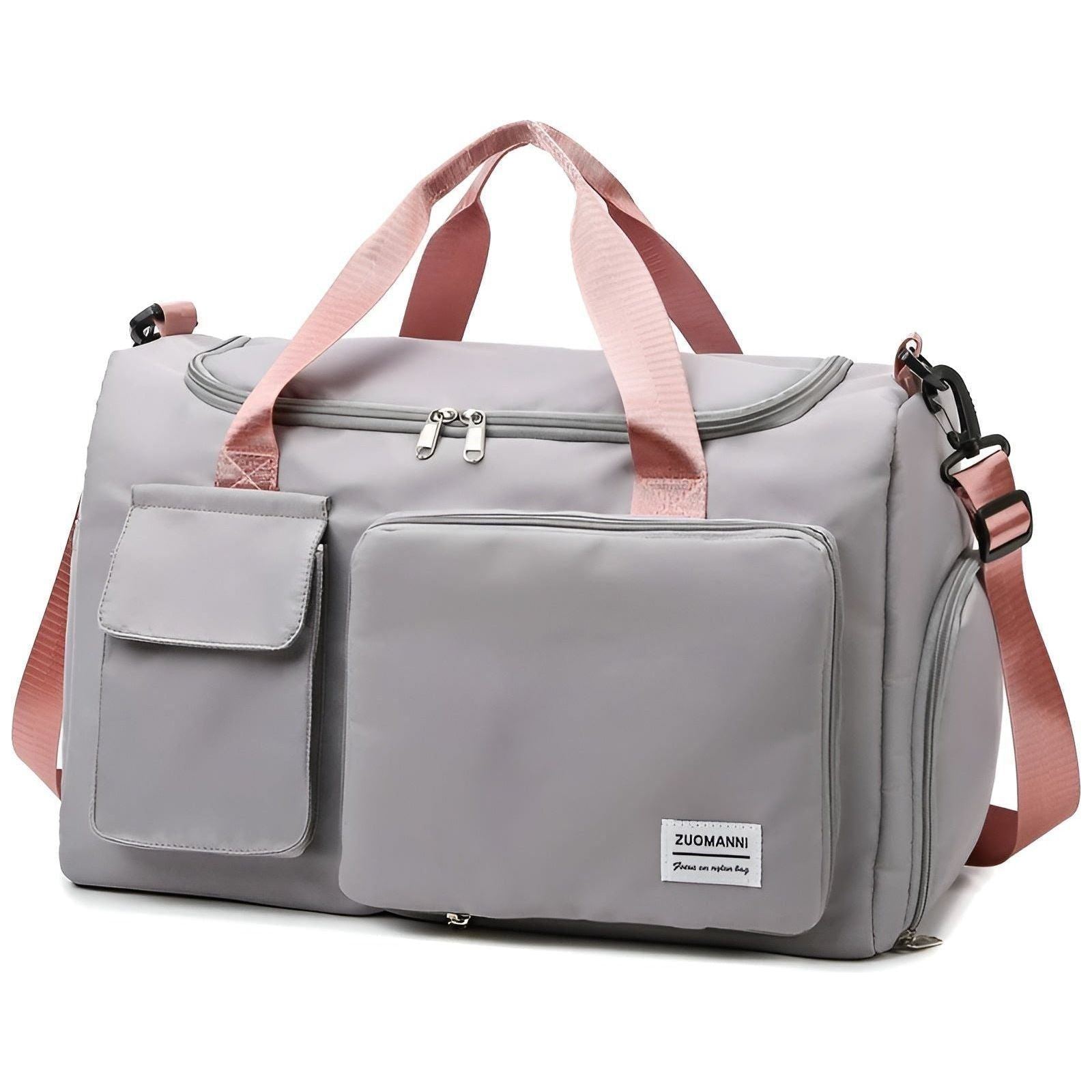 Travel Glam Bag - Großes Fassungsvermögen Wasserdichte Reisetasche für Männer und Frauen - Grau Rosa - Handtasche