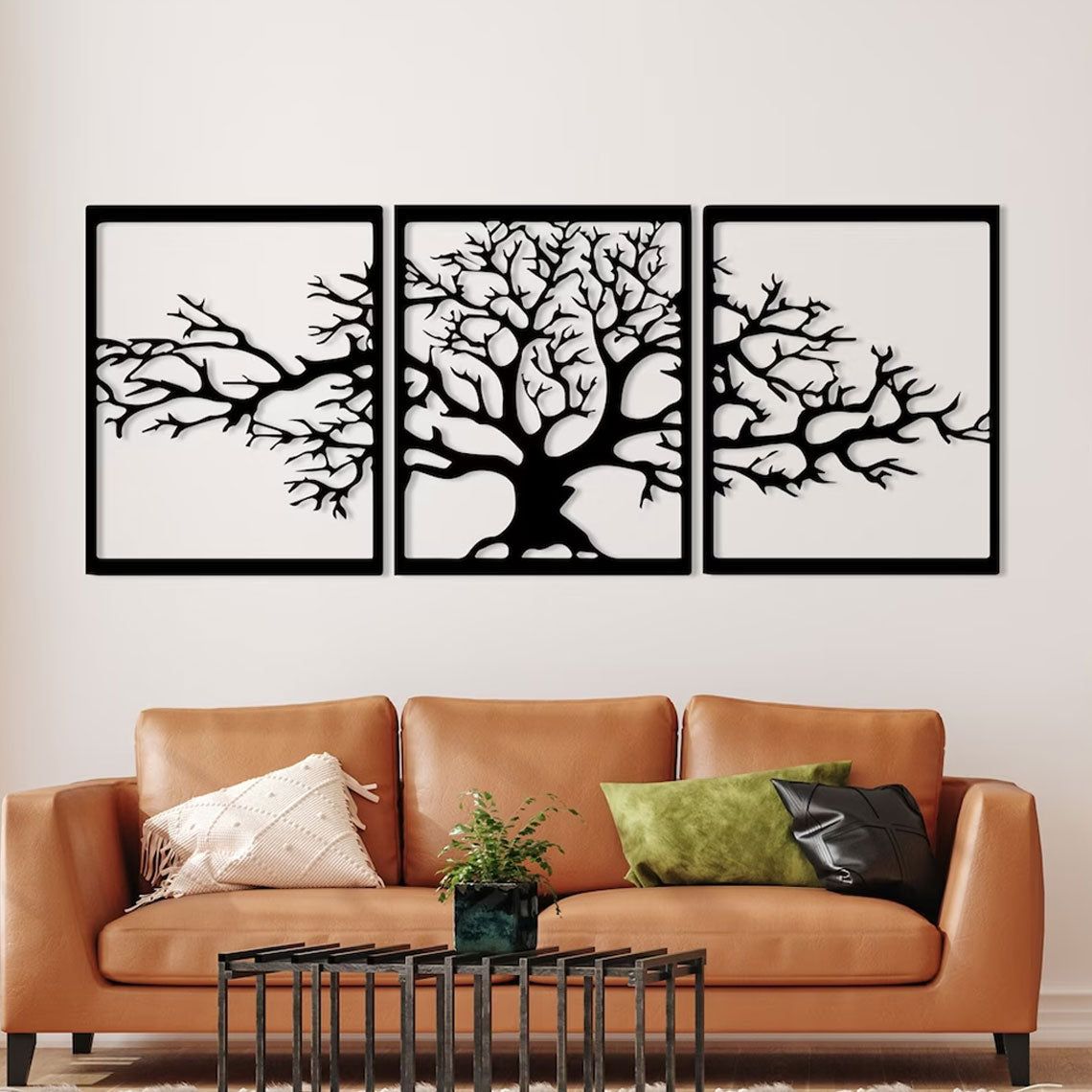 LifeBranch Decor - Baum des Lebens 3-teiliges Wandkunst-Metall-Dekor Elegare