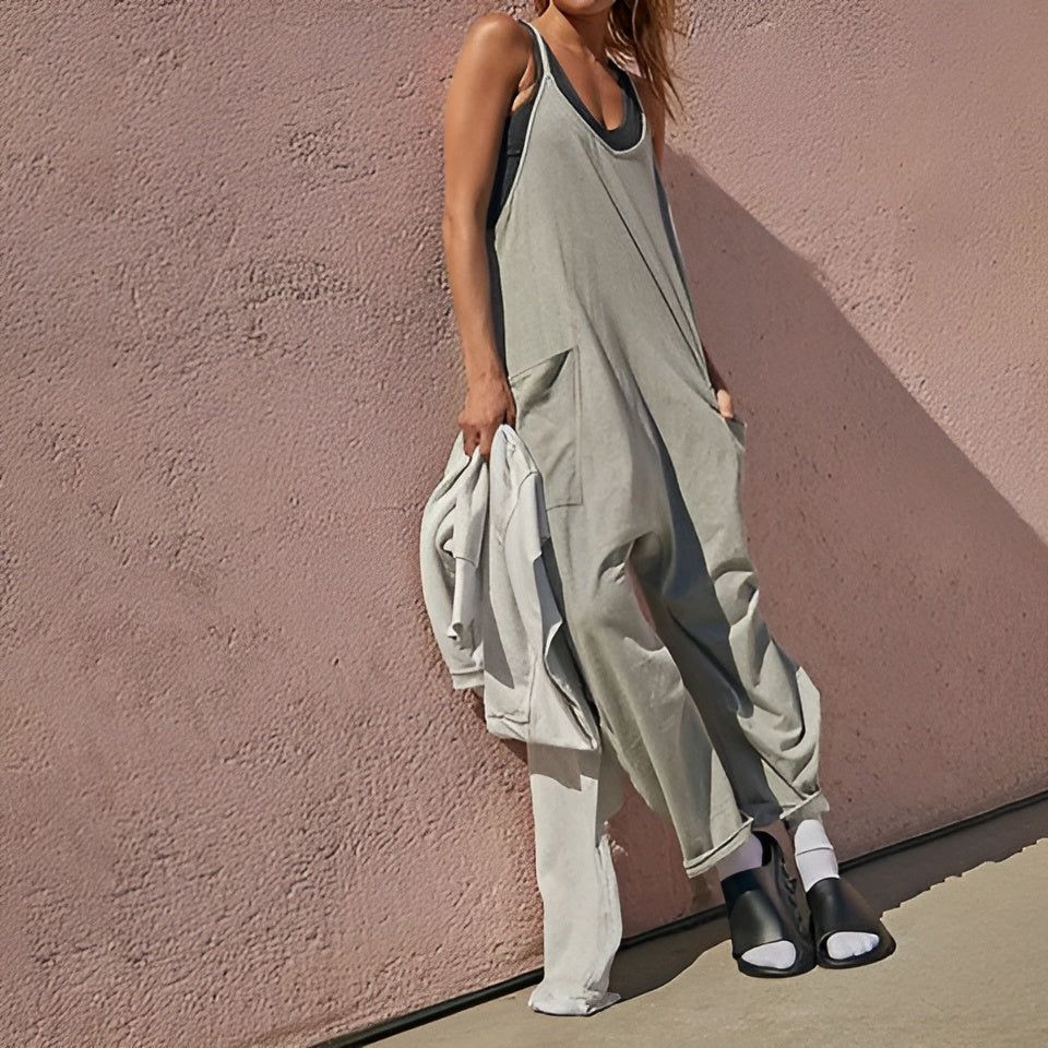 Carla Jumpsuit - Atmungsaktiver Sommer Weiten Beinen Overall für Frauen - Elegare