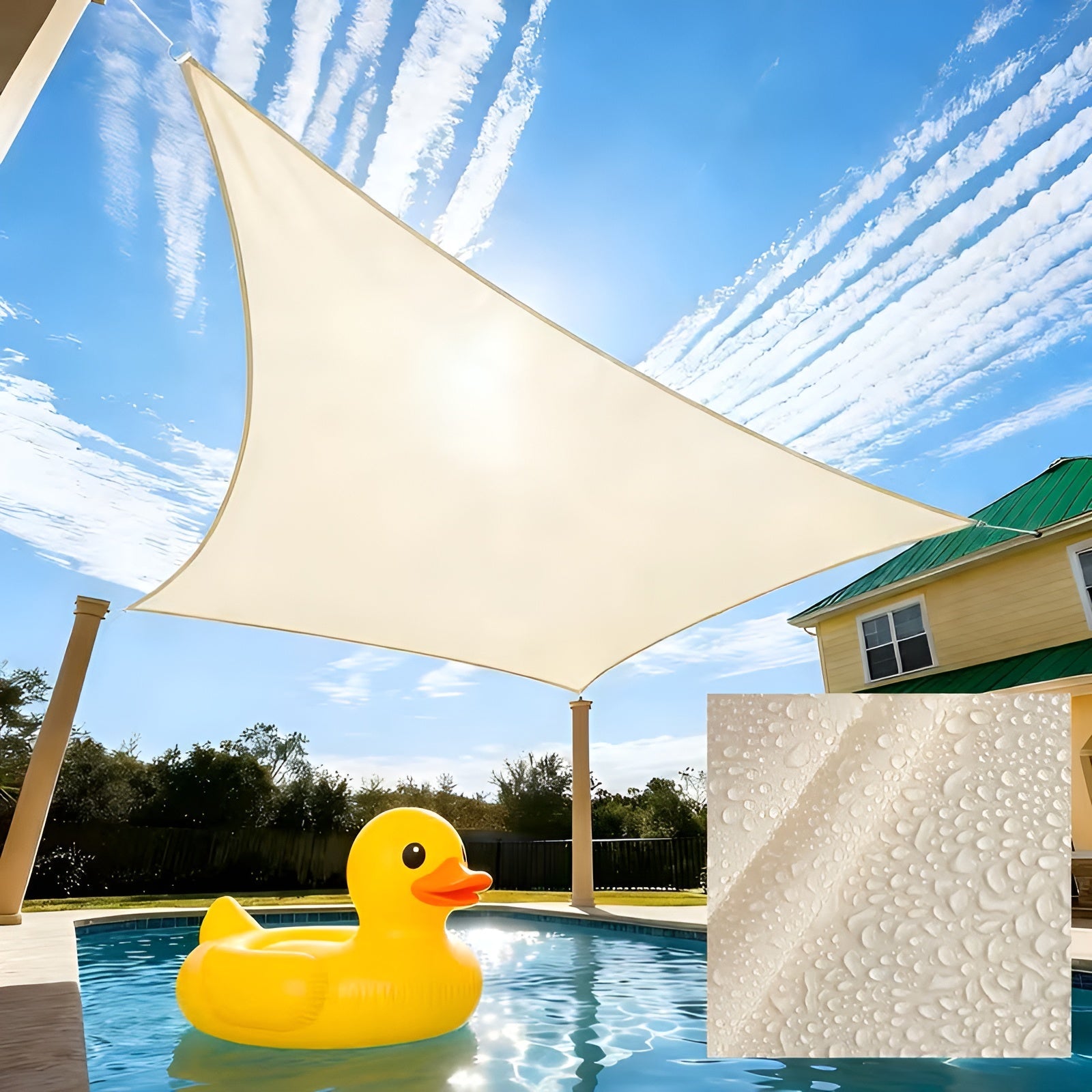 UV-beständiges Sonnensegel – Wasserdicht Windfest & Ideal für Terrasse Garten und Balkon - 2x2cm / Cremefarben