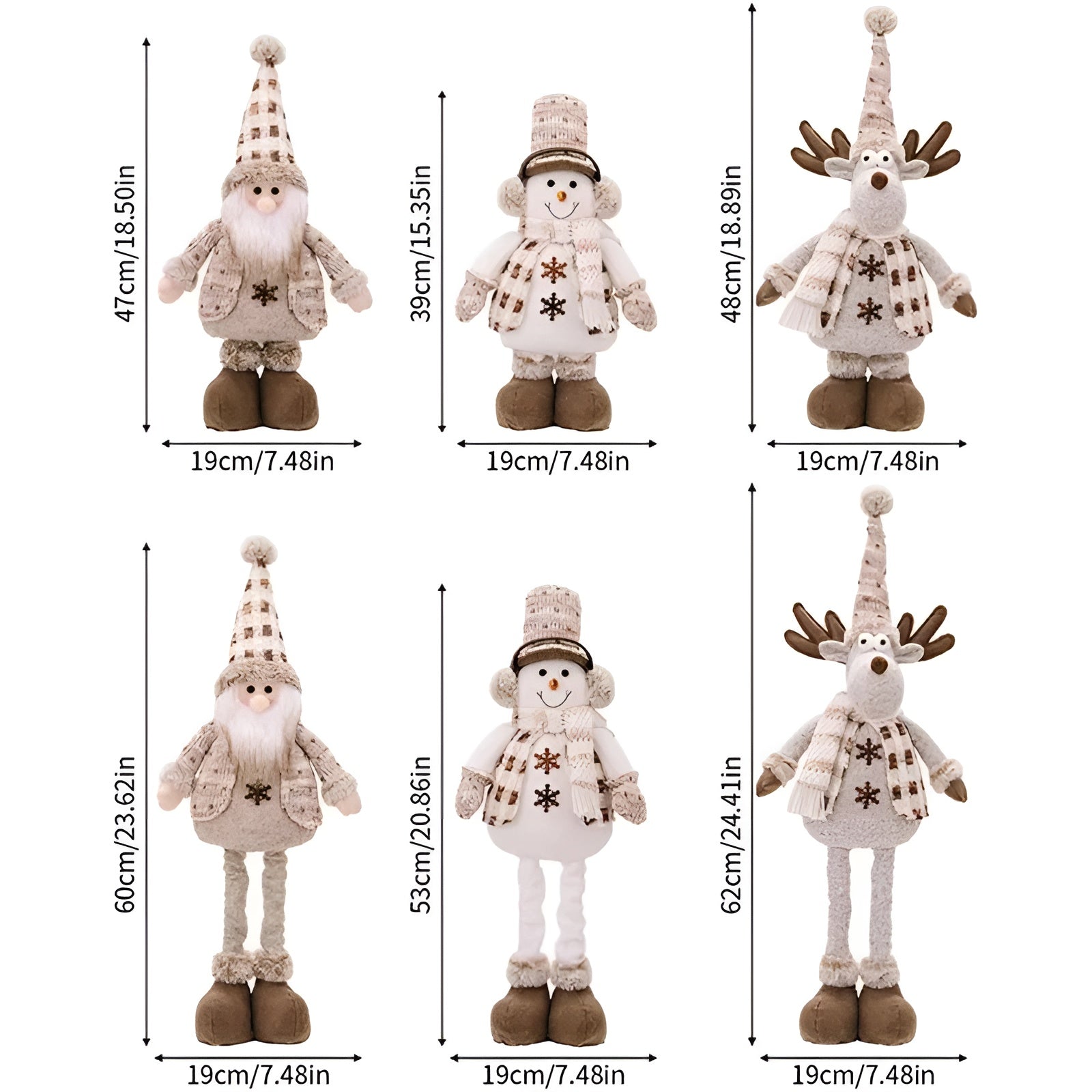 Verstellbare Weihnachtsfiguren – Niedliche Plüschdekoration | Weihnachtsmann Schneemann & Rentier für Zuhause - Skulptur