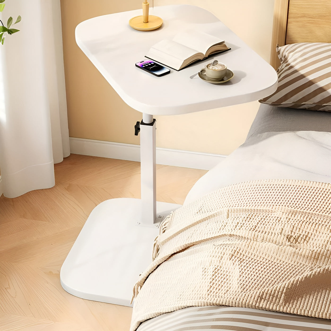 Verstellbarer Beistelltisch – Praktisch und Platzsparend | Perfekt für Sofa und Bett - Weiß - Wohnzubehör