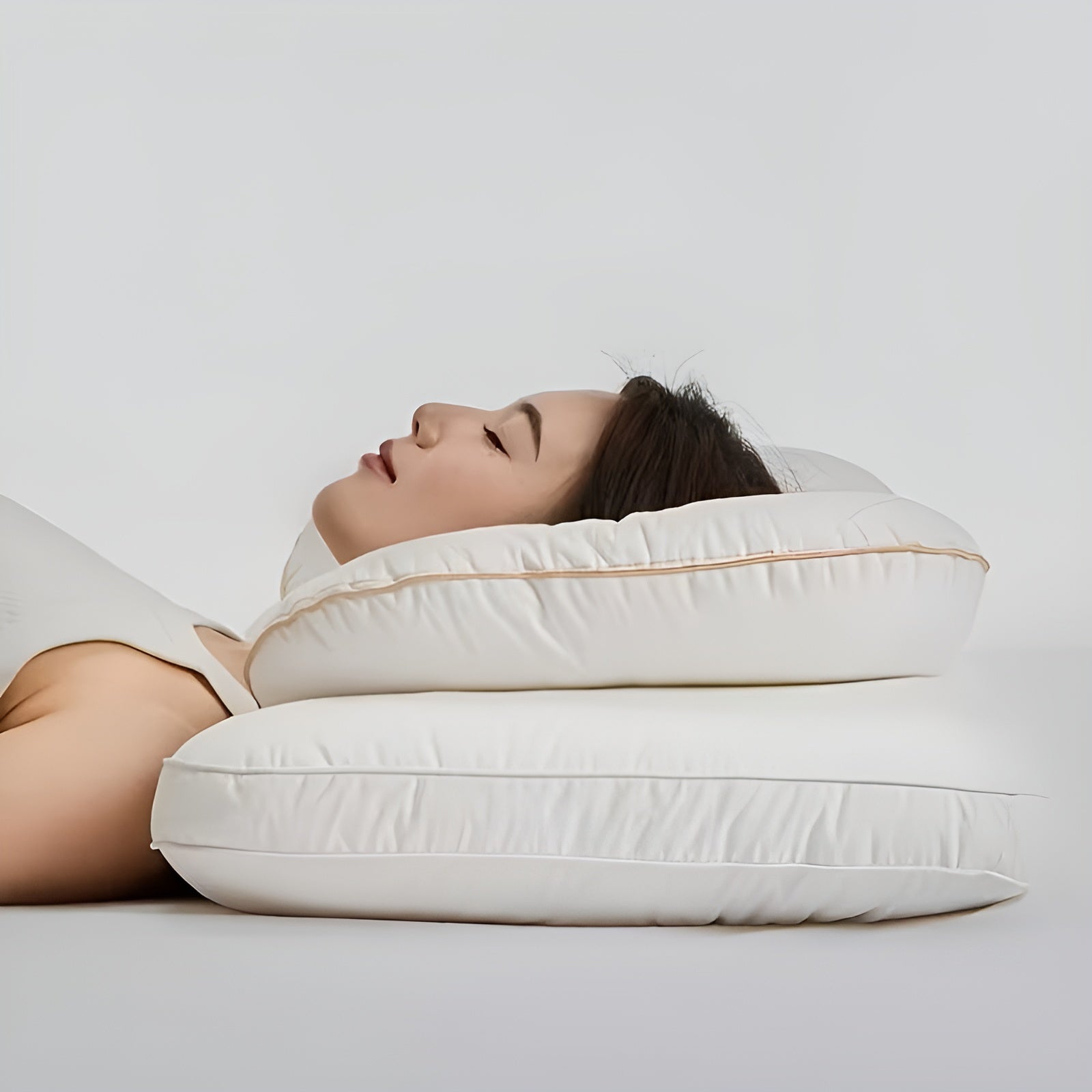 Verstellbares Nackenkissen – Ergonomisch und Entlastend | Höhenanpassbar für Schlafkomfort - Weißes - Doppellagiges