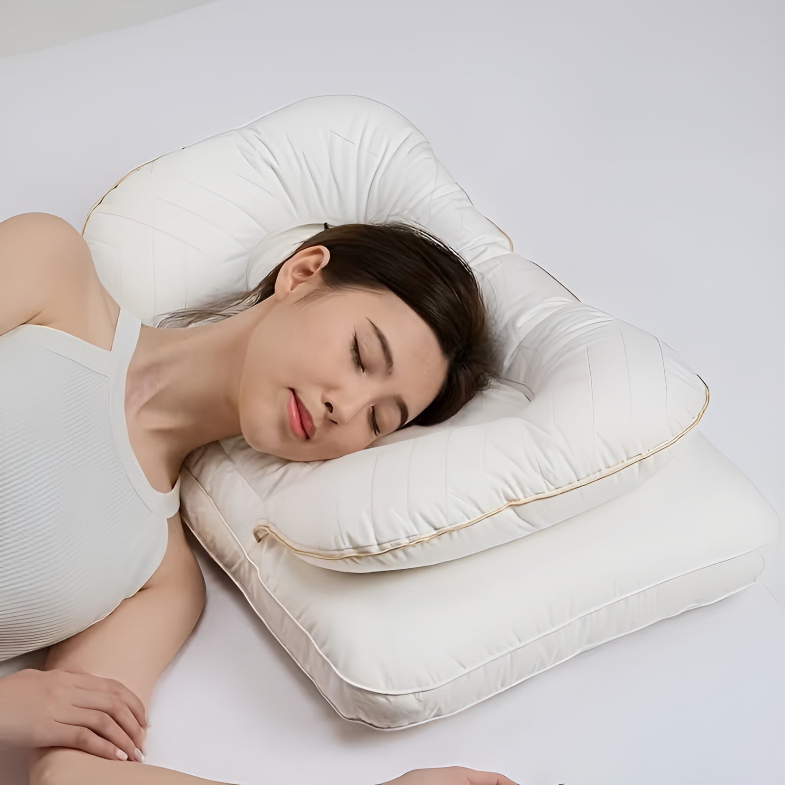 Verstellbares Nackenkissen – Ergonomisch und Entlastend | Höhenanpassbar für Schlafkomfort - Weißes - Doppellagiges