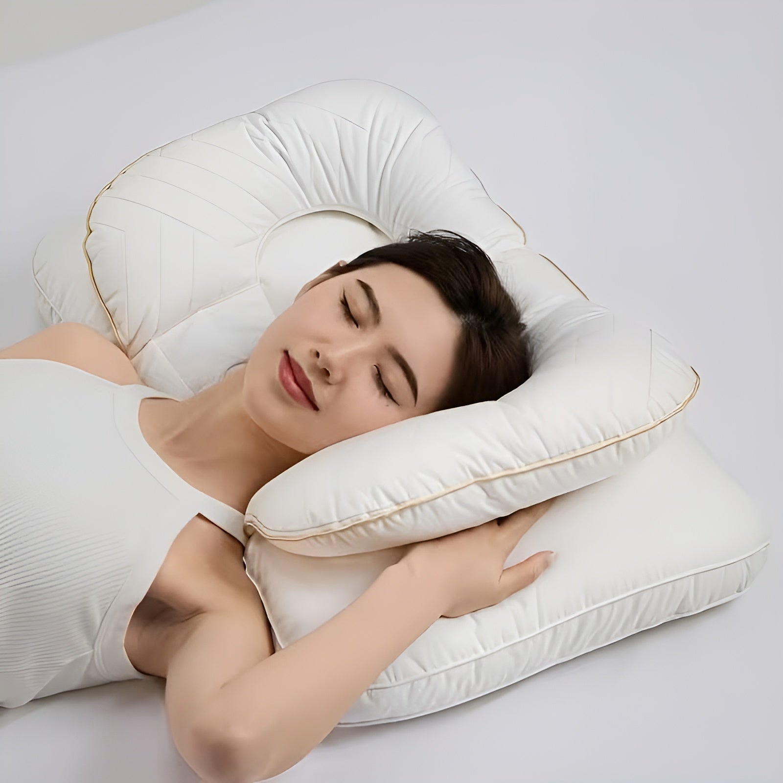 Verstellbares Nackenkissen – Ergonomisch und Entlastend | Höhenanpassbar für Schlafkomfort - Weißes - Doppellagiges