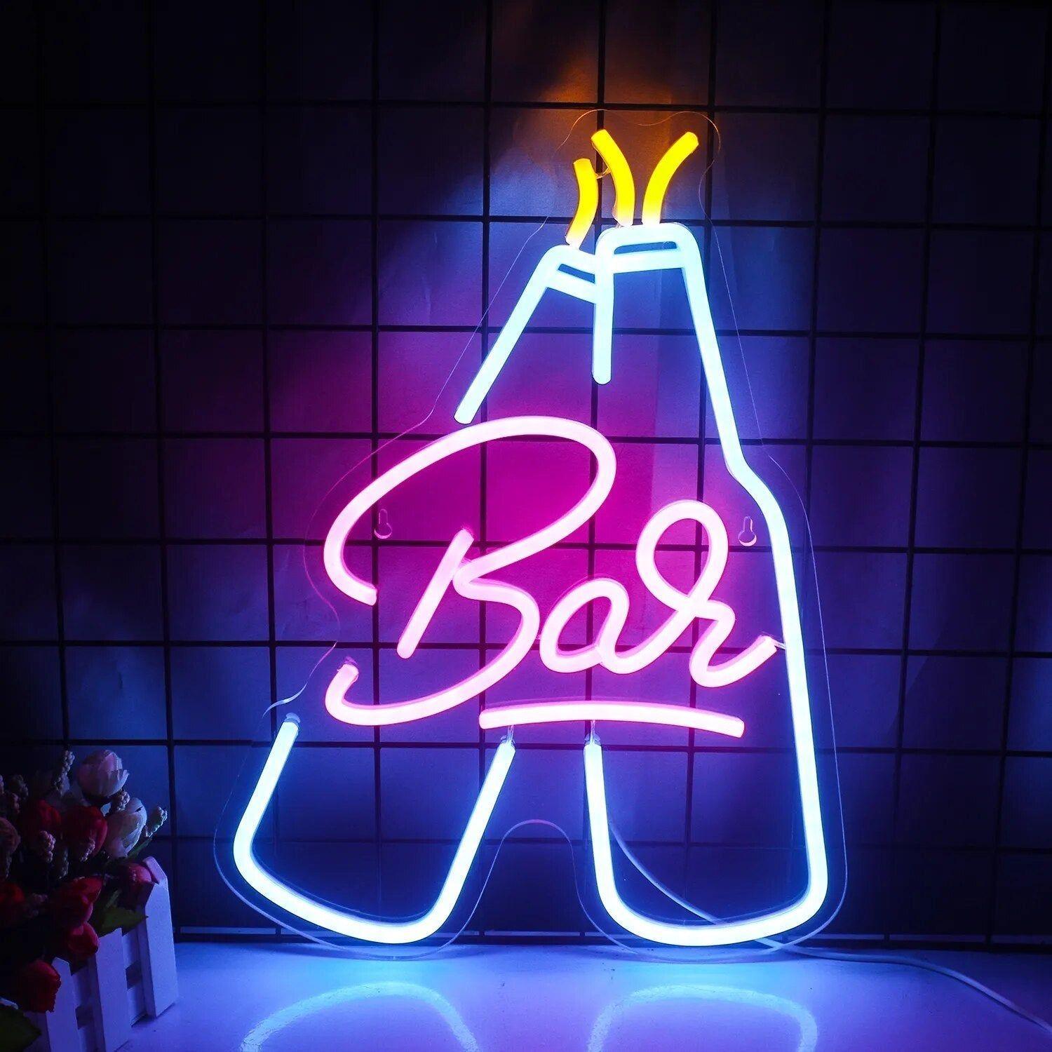 CocktailGlow Wandschild - LED Neonschild Party Dekoratives Nachtclub Wandschild Licht Elegare