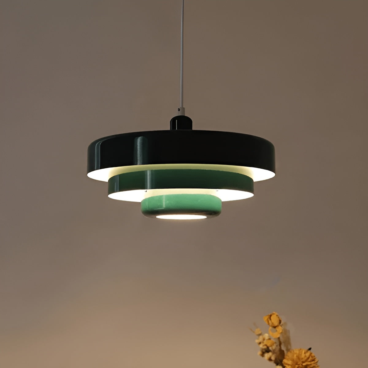 Vintage Deckenleuchte mit LED – Warmes Gemütliches Licht | Dekorativ fürs Heim - Dunkelgrün / Warmweiß - Deckenleuchte