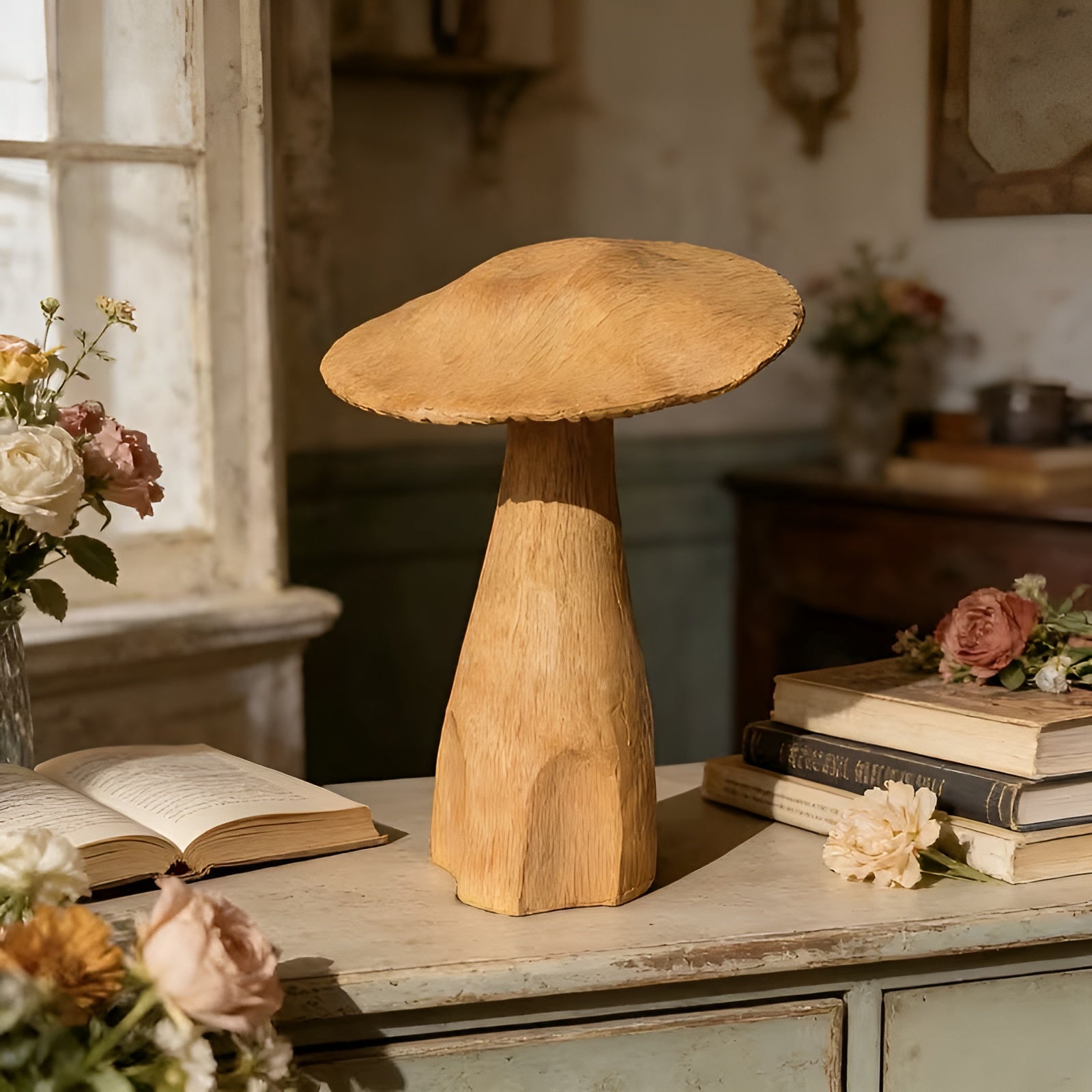 Vintage Pilz Dekofigur – Rustikale Tischdekoration | Perfekt für Café Landhausstil und als Geschenk zu Ostern