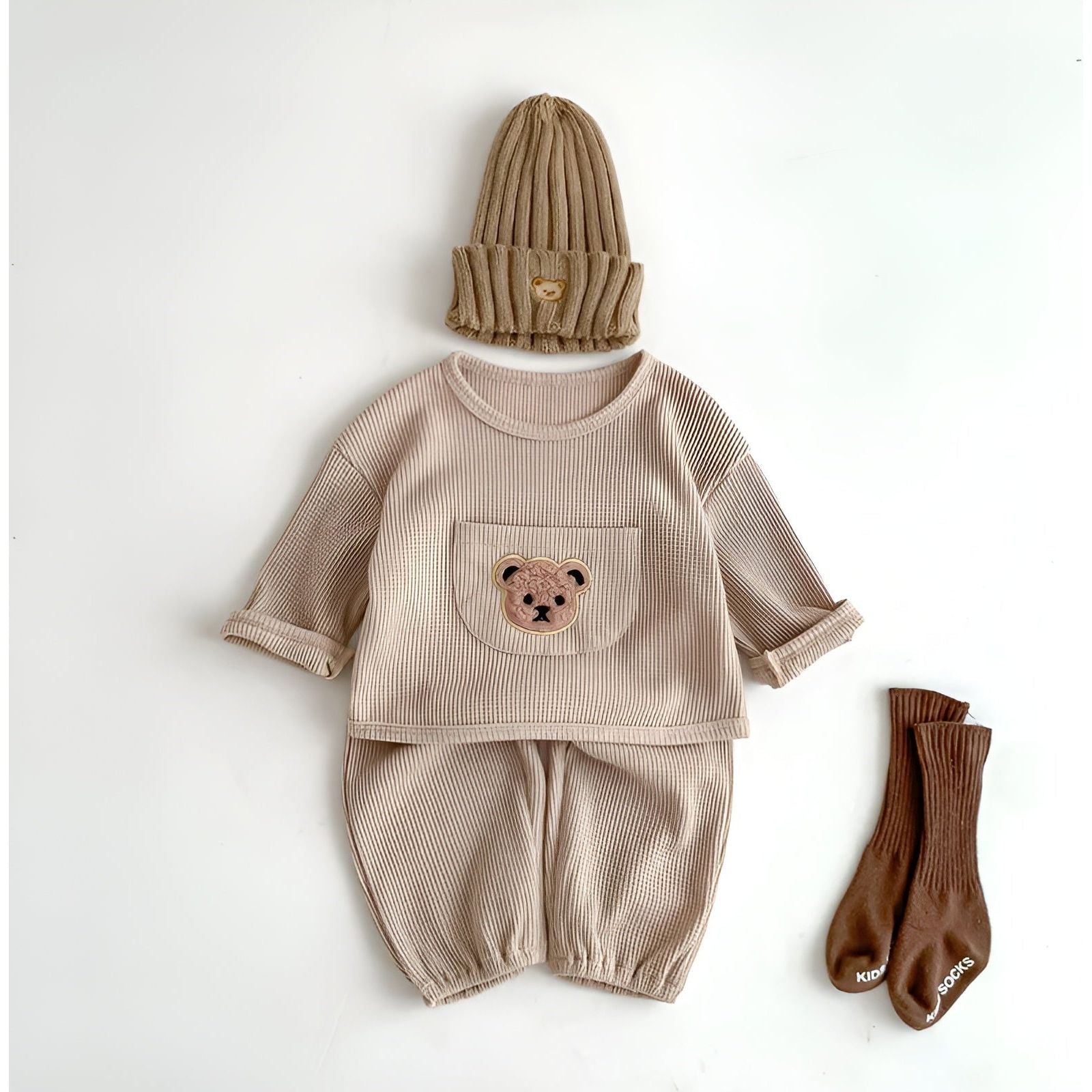 Waffle Bear - Liebenswerter Bär Passendes Set für Babys (Langarmshirt + Hose) - Elegare