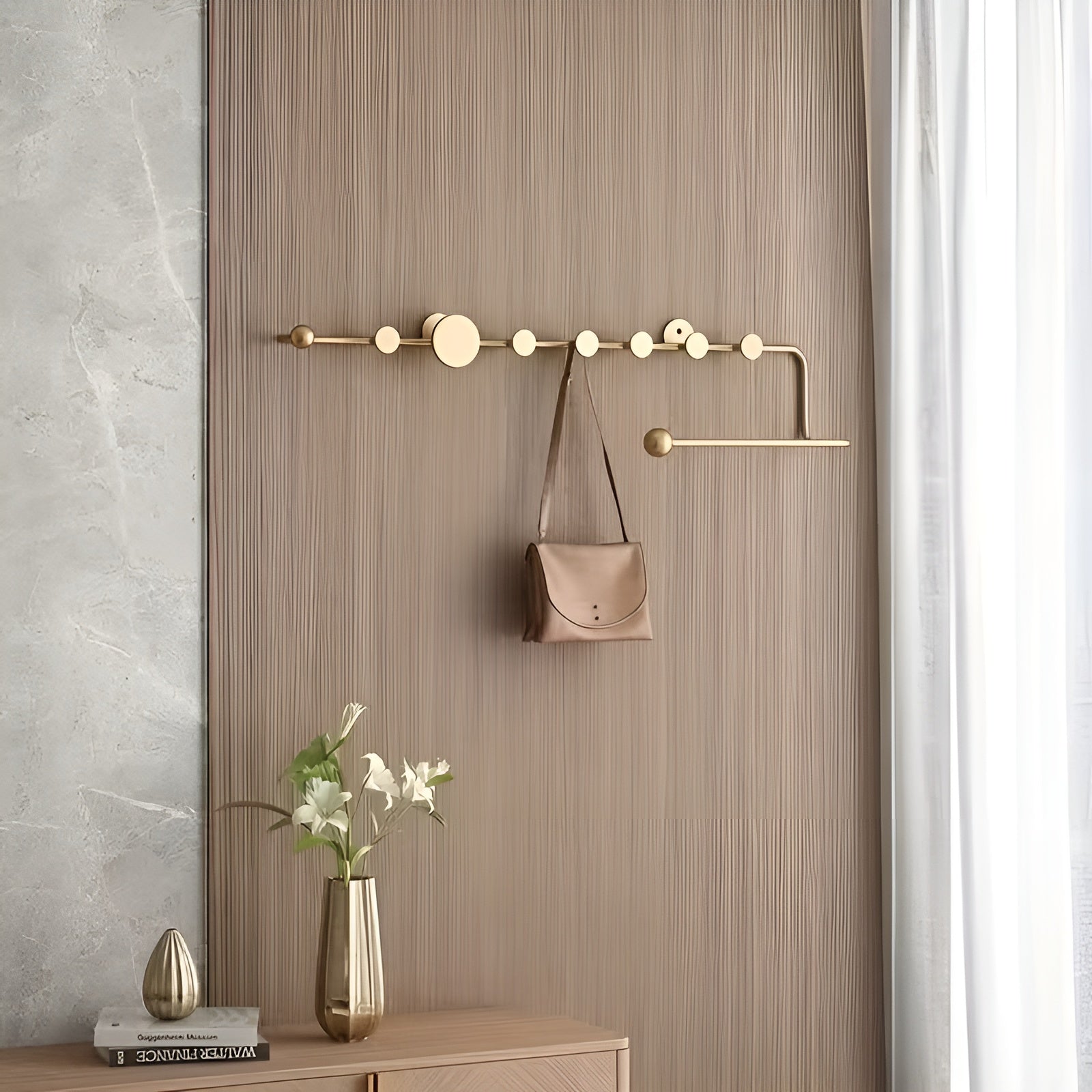 Wandgarderobe mit Haken – Modern und Platzsparend | Ideal für Flur Schlafzimmer und Eingangsbereich - Gold - Wandhaken