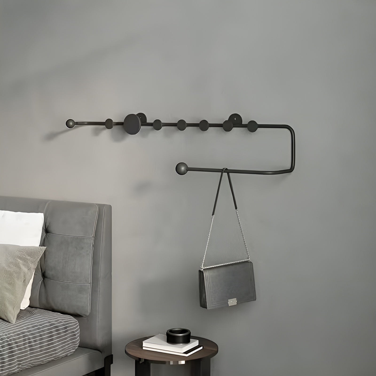 Wandgarderobe mit Haken – Modern und Platzsparend | Ideal für Flur Schlafzimmer und Eingangsbereich - Schwarz