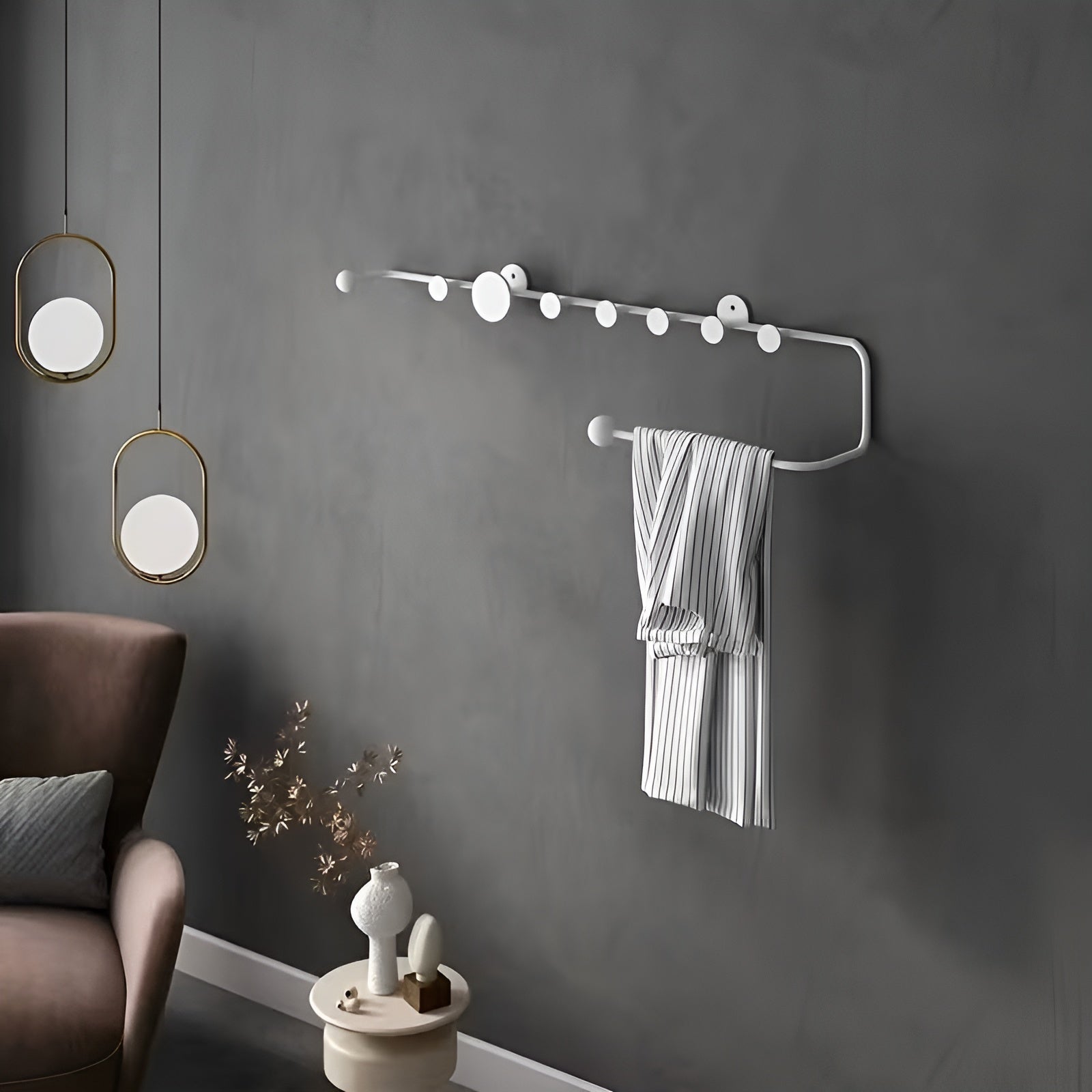 Wandgarderobe mit Haken – Modern und Platzsparend | Ideal für Flur Schlafzimmer und Eingangsbereich - Weiß - Wandhaken