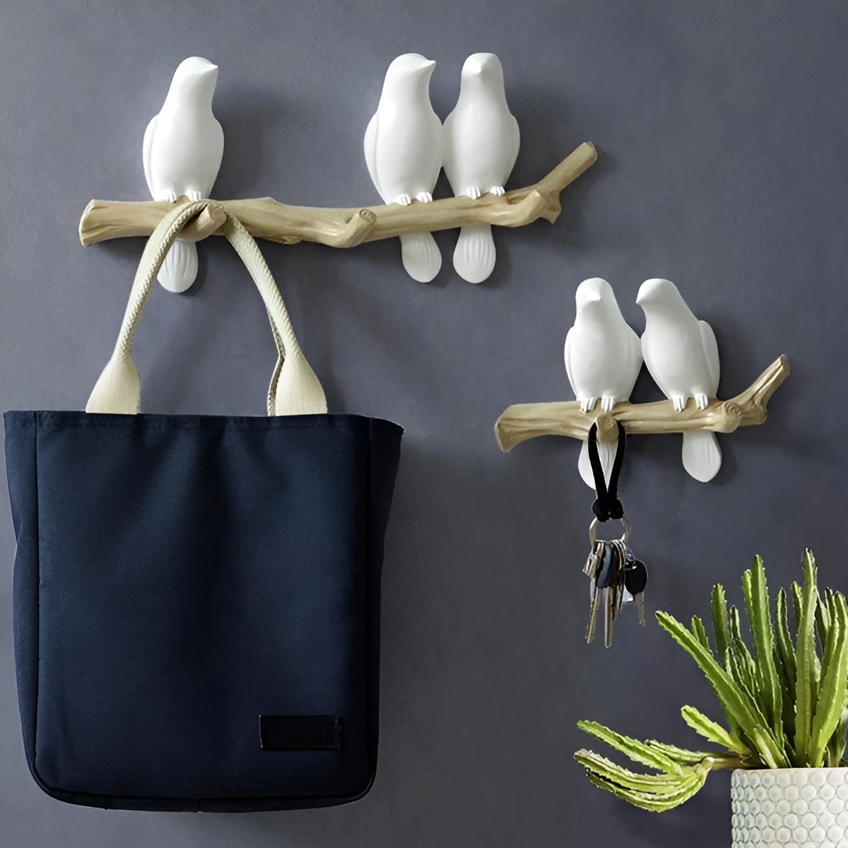 Wandgarderobe mit Vögeln – Verspielte Deko für Flur oder Kinderzimmer - Wandhaken