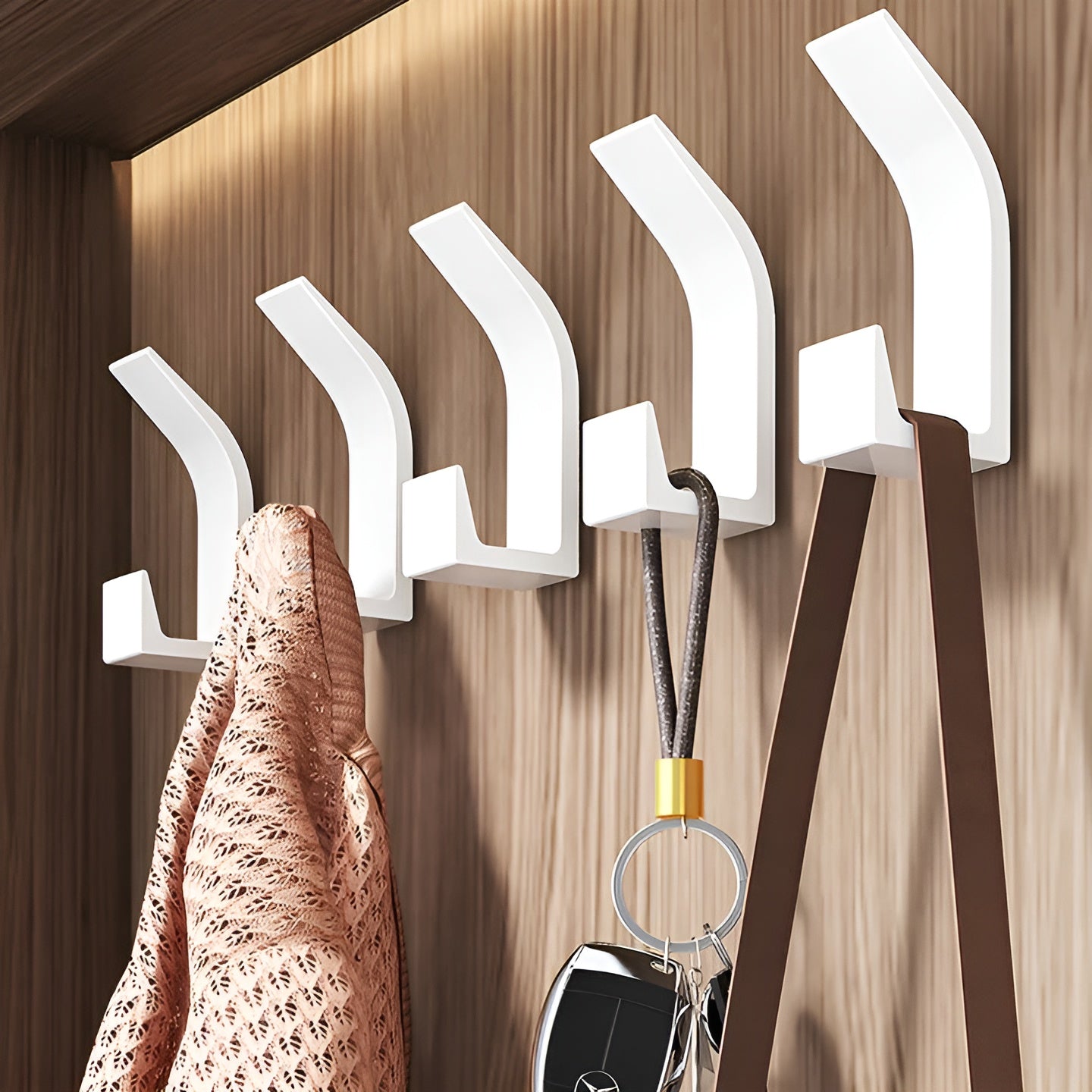 Wandhaken für Garderobe (5er Set) – Robust und Stilvoll | Für Flur Bad und Schlafzimmer - Weiß