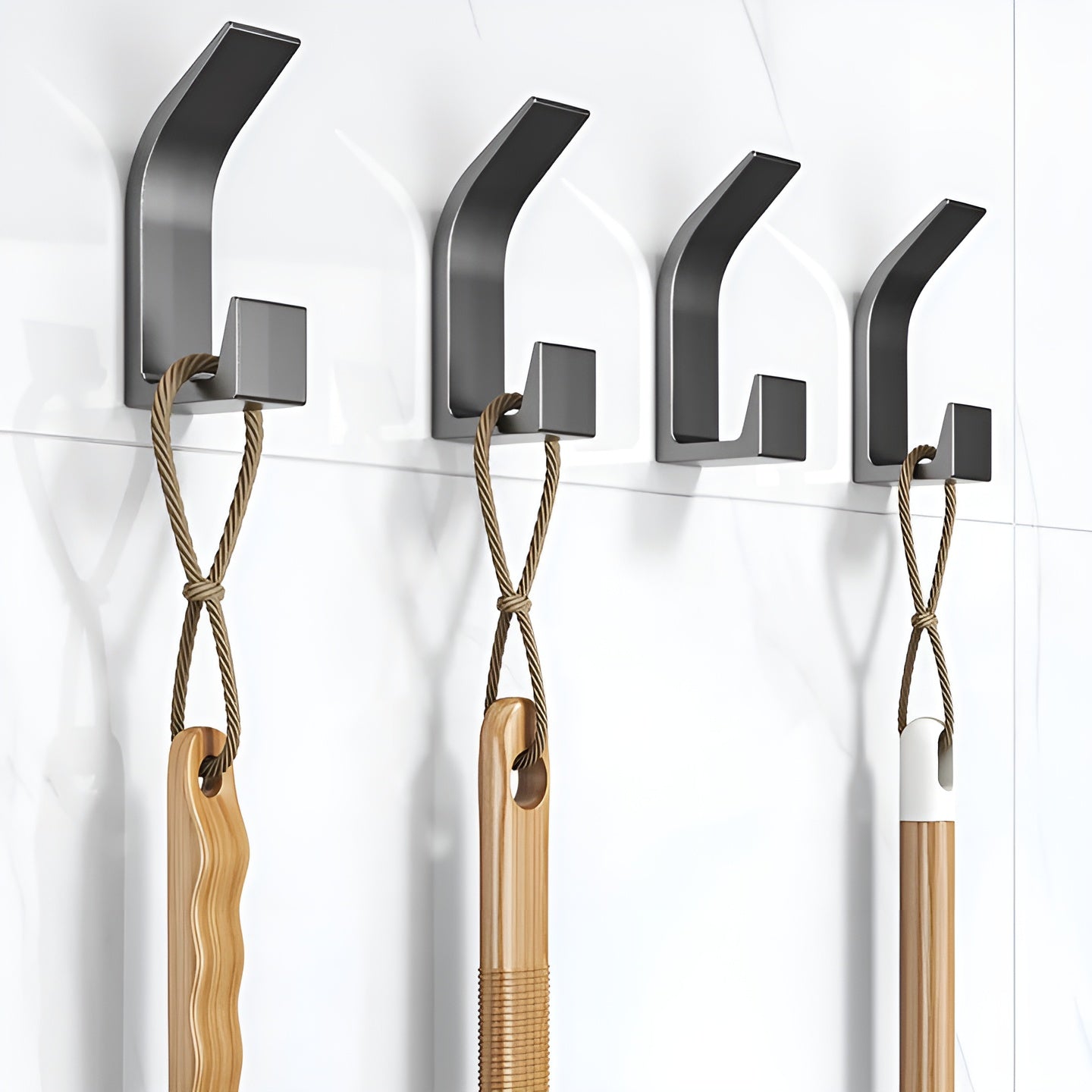 Wandhaken für Garderobe (5er Set) – Robust und Stilvoll | Für Flur Bad und Schlafzimmer - Grau - Wandhaken-Set