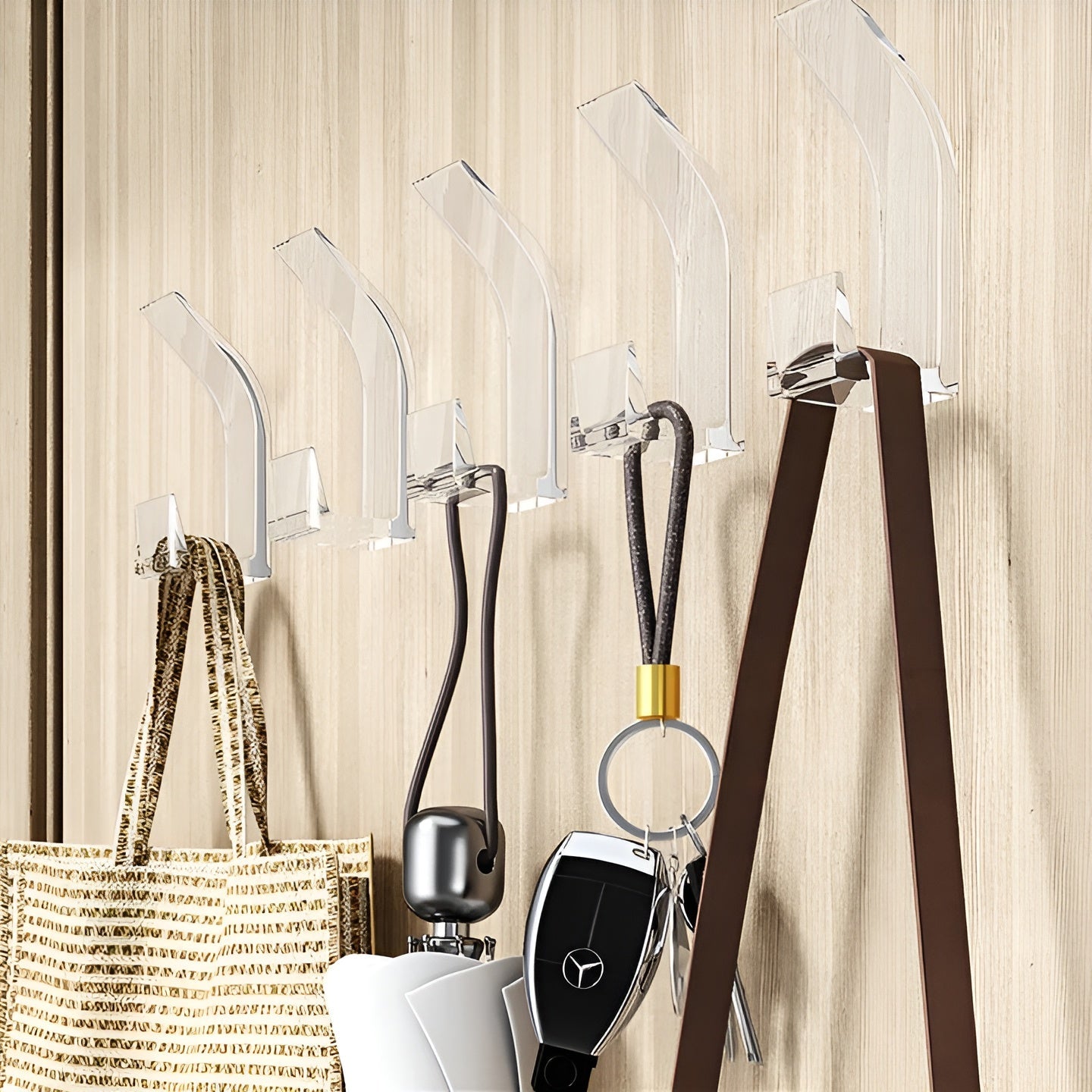 Wandhaken für Garderobe (5er Set) – Robust und Stilvoll | Für Flur Bad und Schlafzimmer - Transparent - Wandhaken-Set