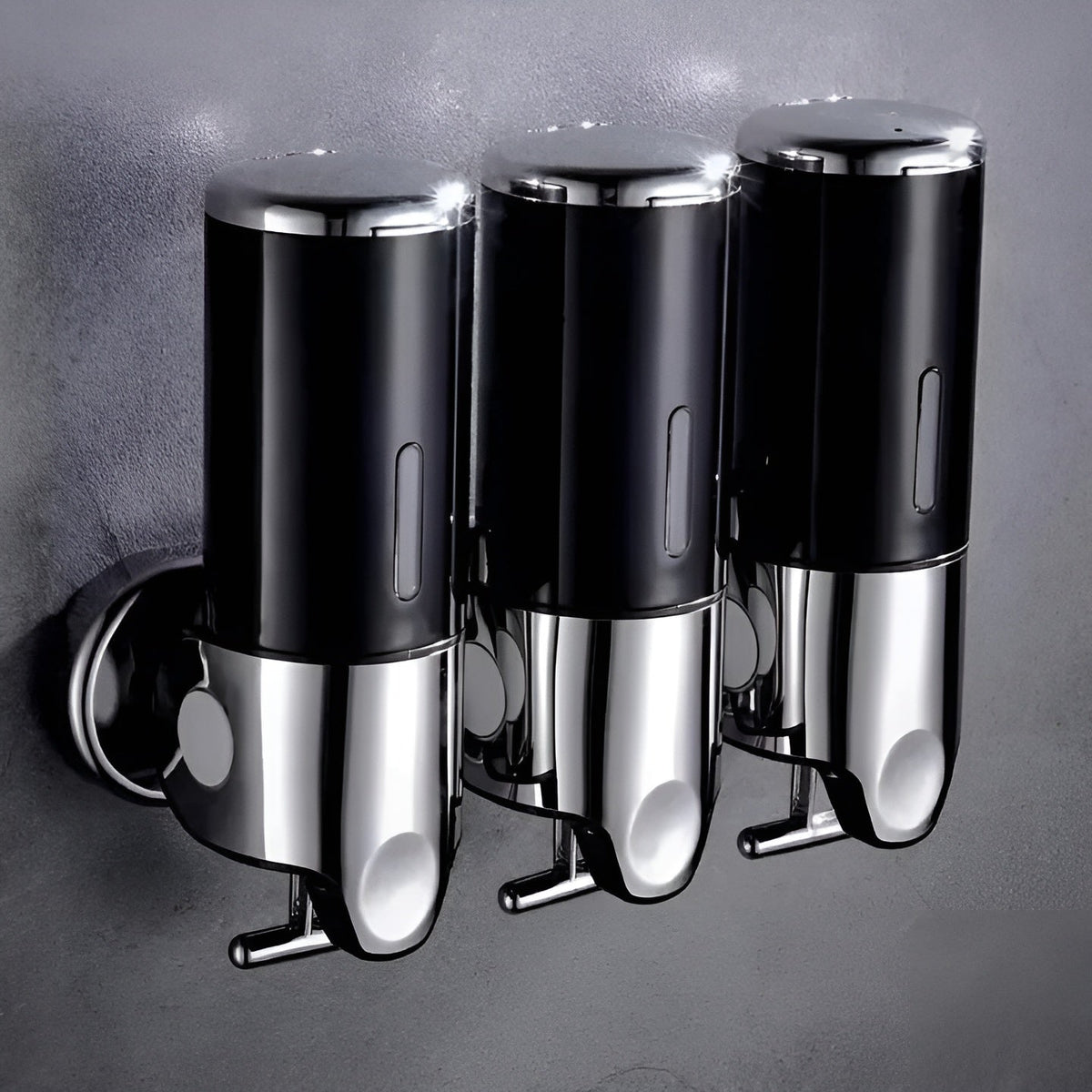 Wandseifenspender mit Marmor-Optik – 500 ml zur Wandmontage - 3 Stück / Schwarz - Seifenspender