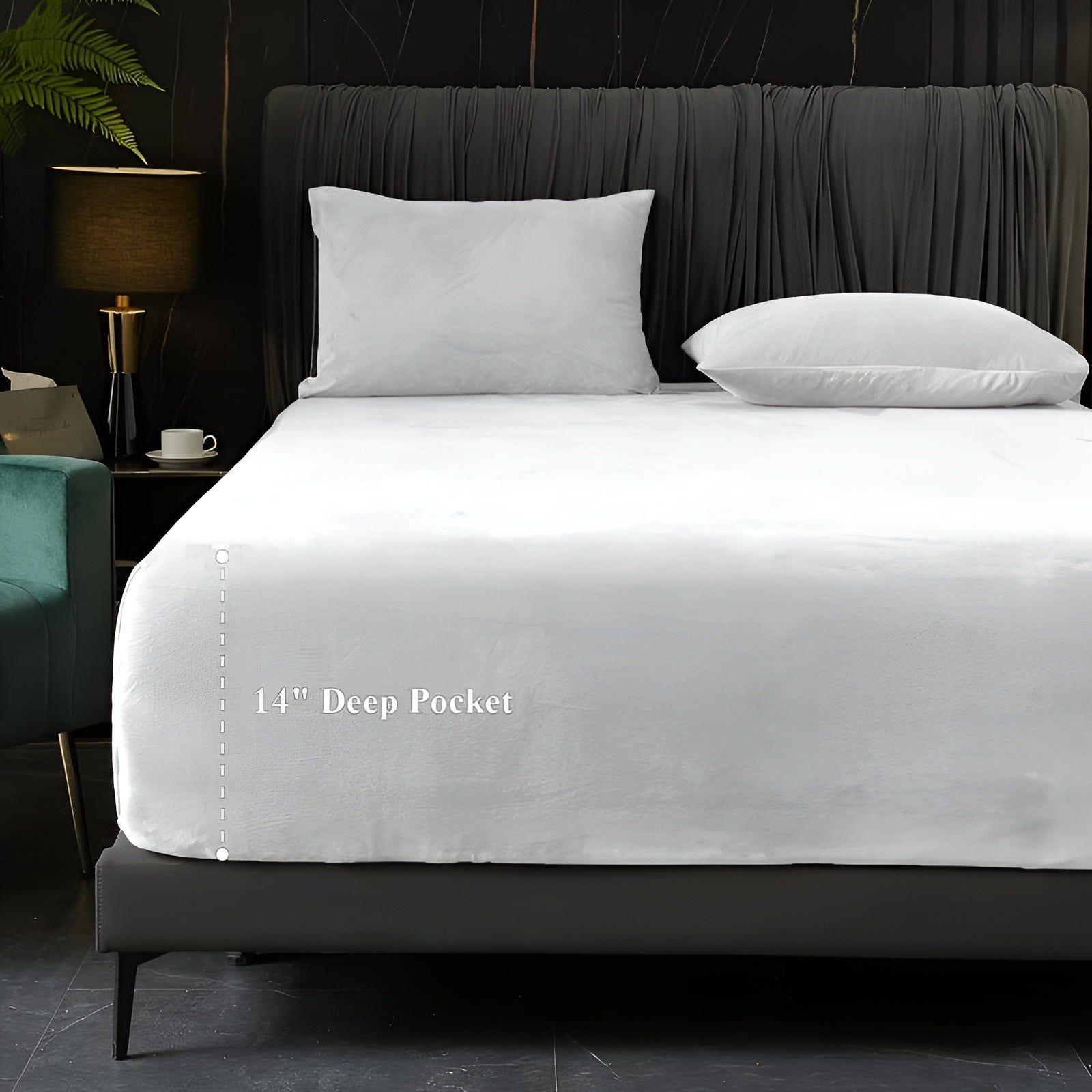 WarmVelvet Set - Luxuriöses weiches Samt-Spannbettlaken und Kissenbezug-Set - Bettwäsche-Set