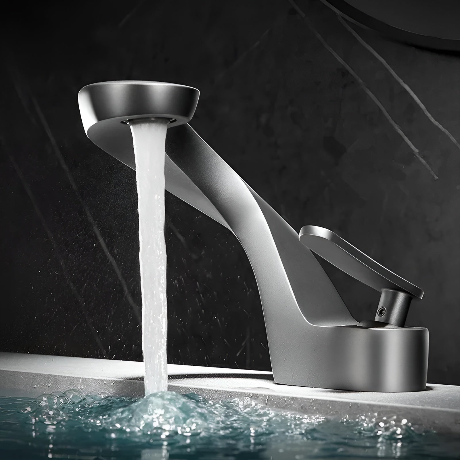 Waschbeckenarmatur mit Wasserfall – Modern und Elegant | Chrom Messing Mischbatterie für Bad Warm- und Kaltwasser