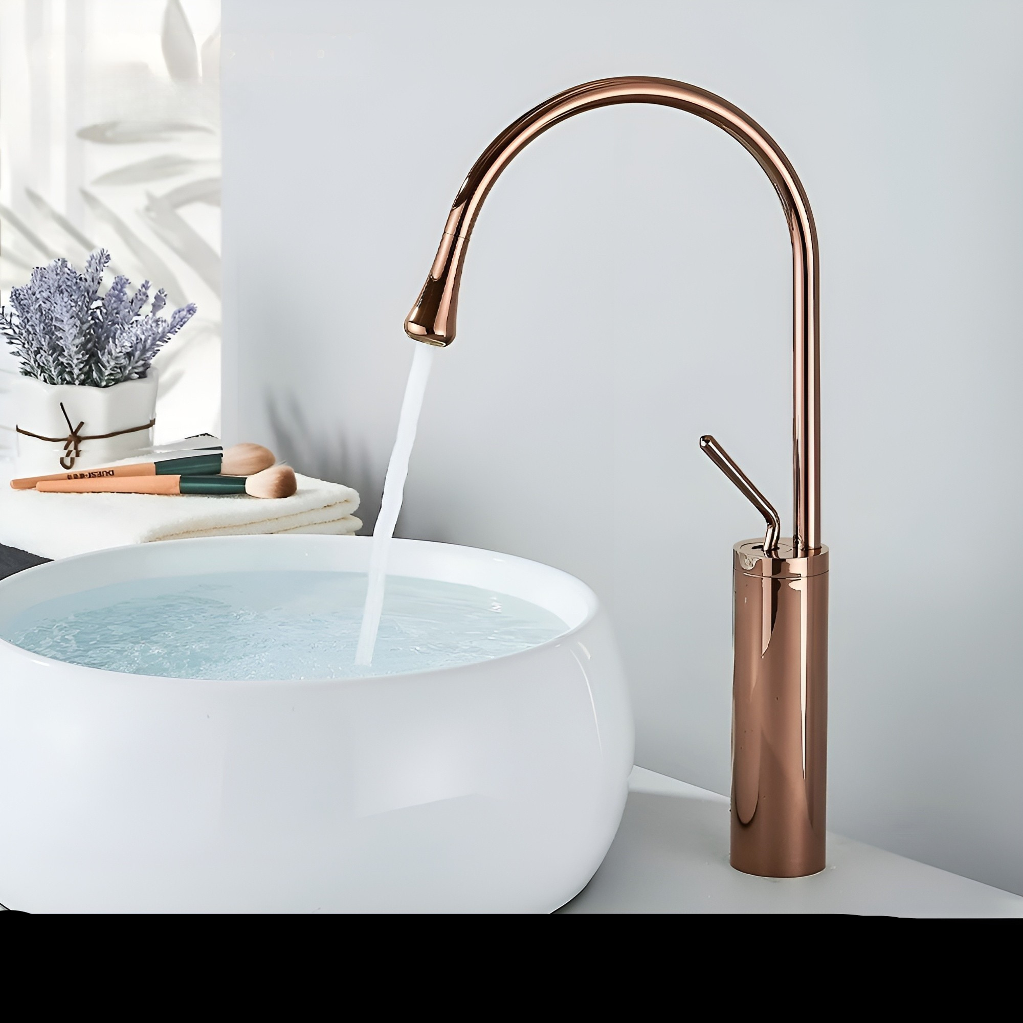 Waschtischarmatur In Gebürsteter Optik – Aufsatzarmatur Warm-kalt-mischer Messingarmatur Für Den Wohnbereich - Roségold