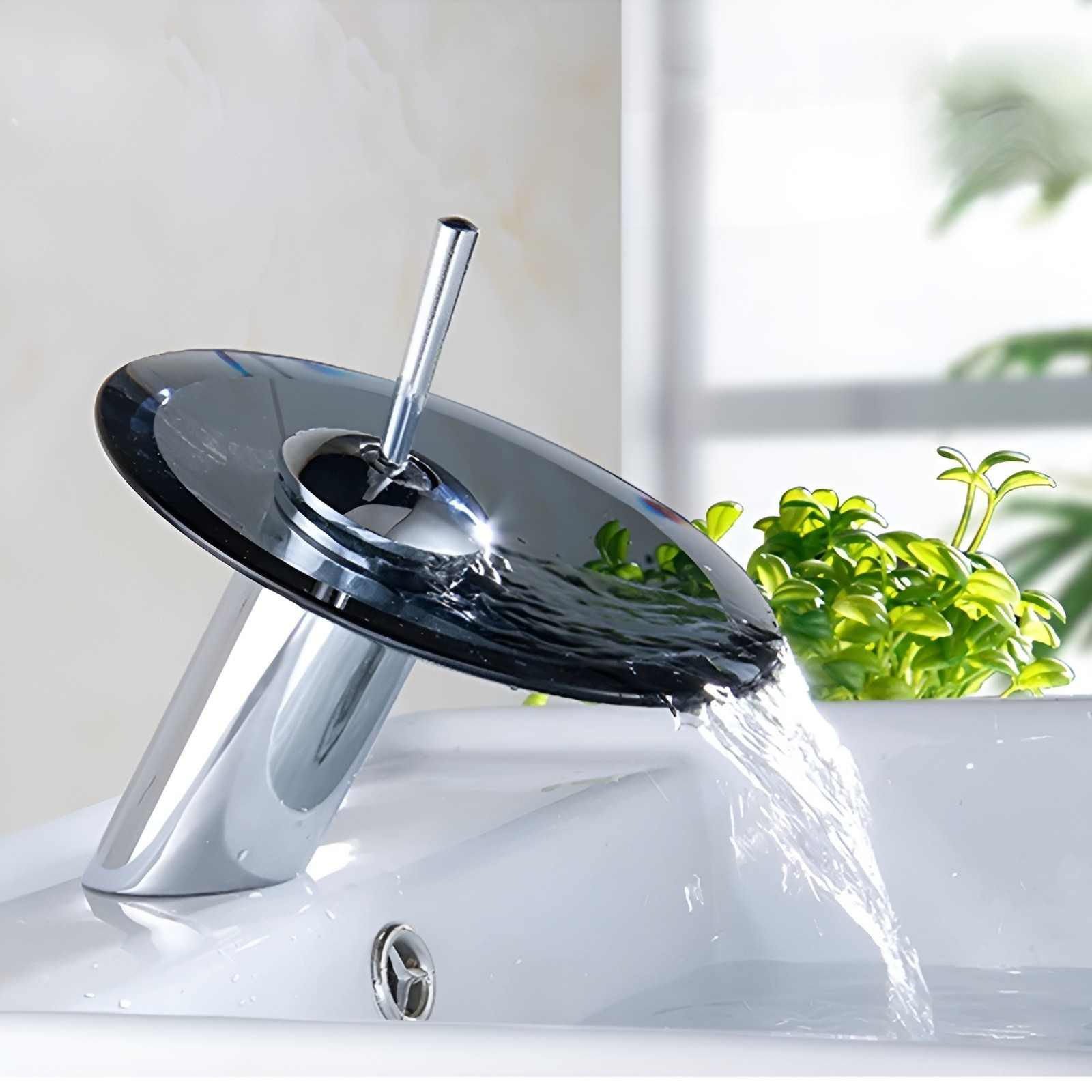 Waschtischarmatur mit Wasserfall – Stilvoll und Modern | Einhebelmischer in Chrom für Badezimmer - Waschtischarmaturen