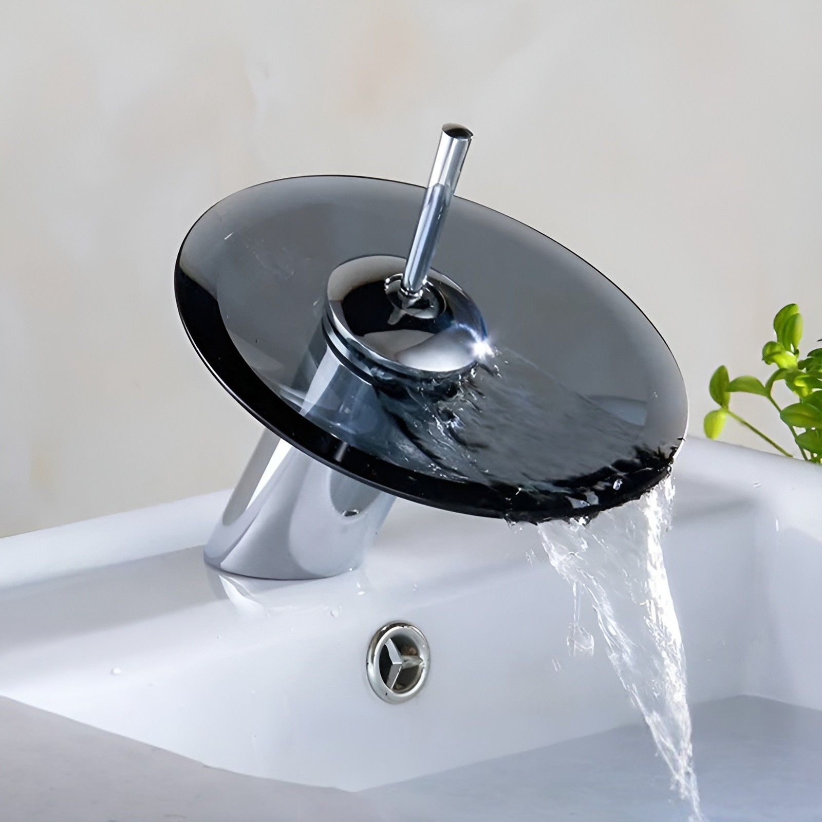 Waschtischarmatur mit Wasserfall – Stilvoll und Modern | Einhebelmischer in Chrom für Badezimmer - Waschtischarmaturen